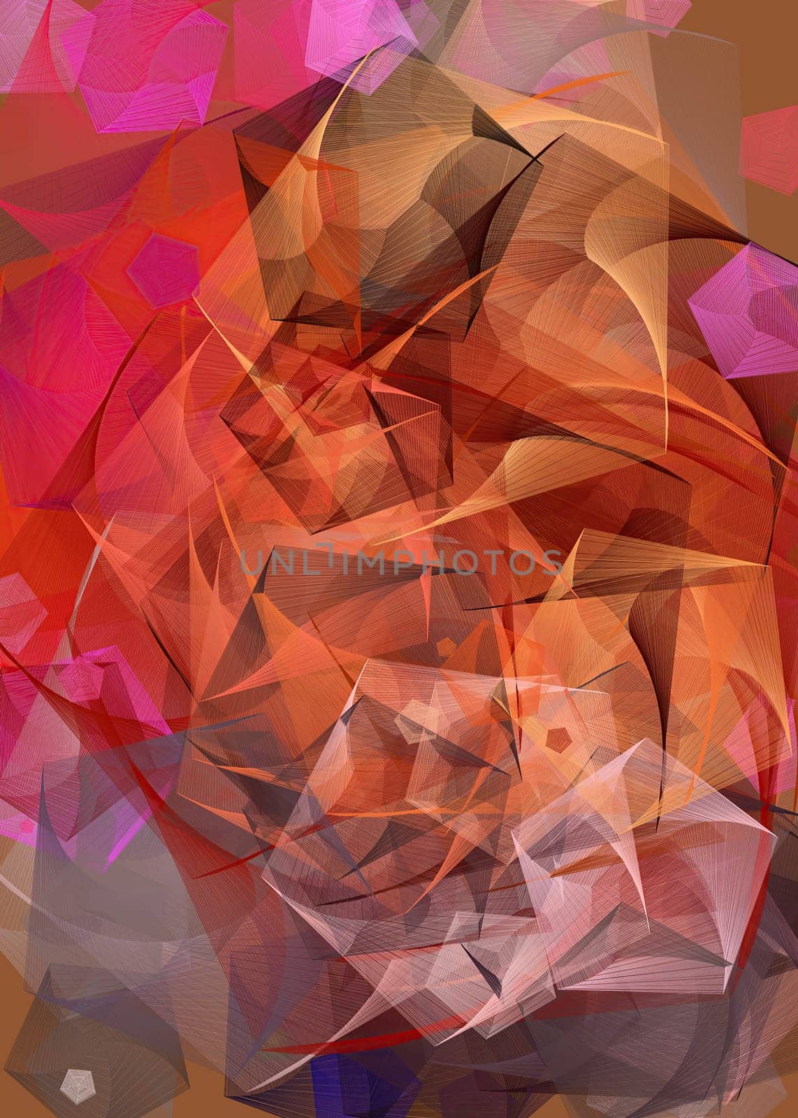 Artwork of abstract composition made with geometrical shapes