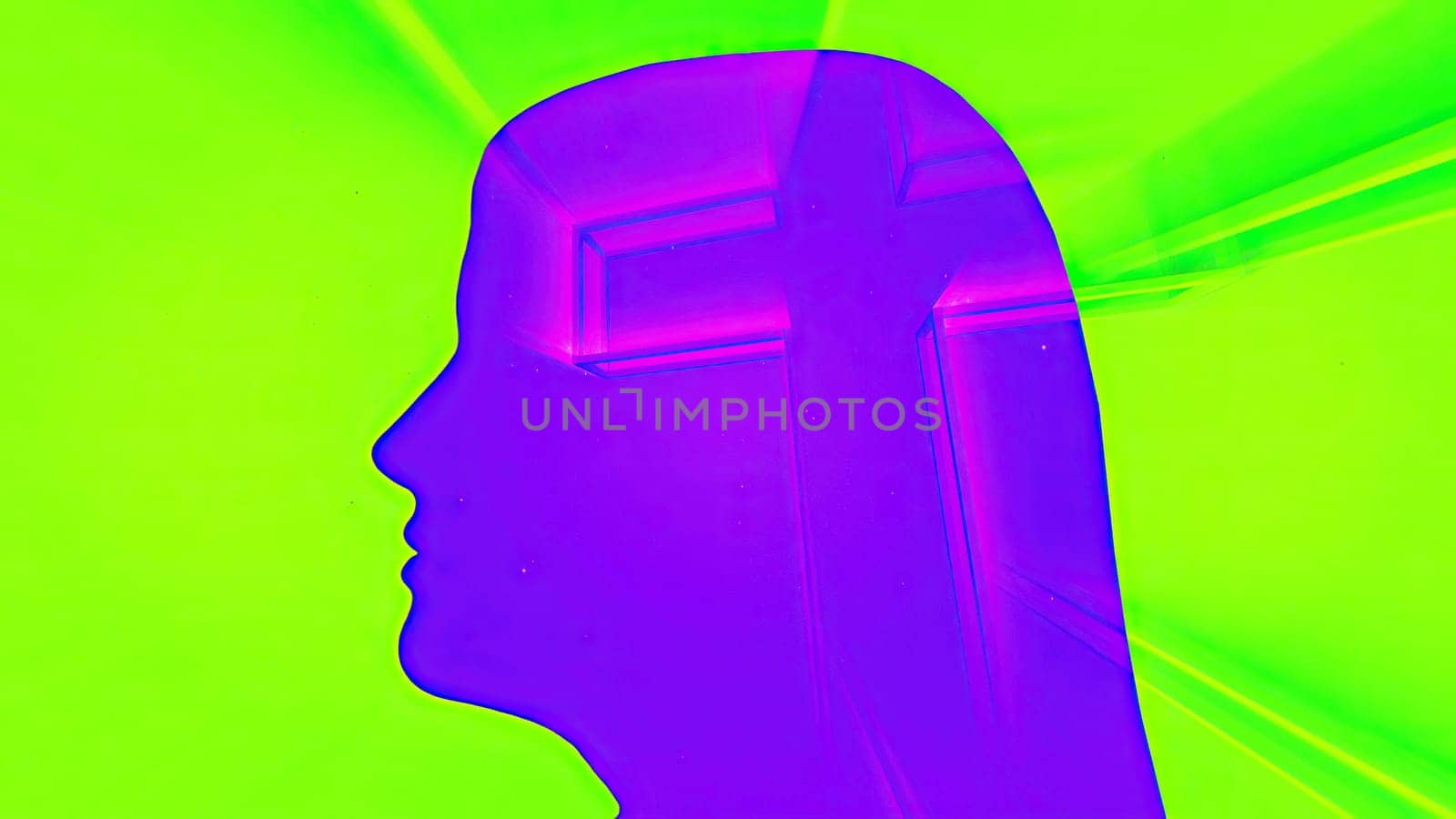 Portrait of Woman silhouette and cross of Jesus,Portrait of Woman silhouette and cross of Jesus