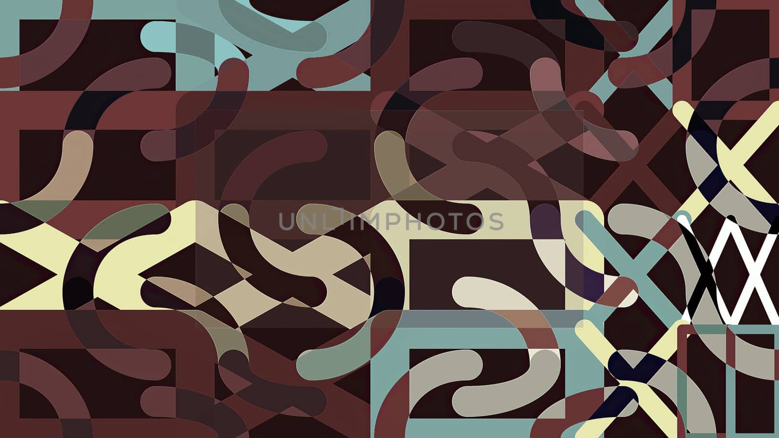 Artwork of abstract composition made with geometrical shapes and elements