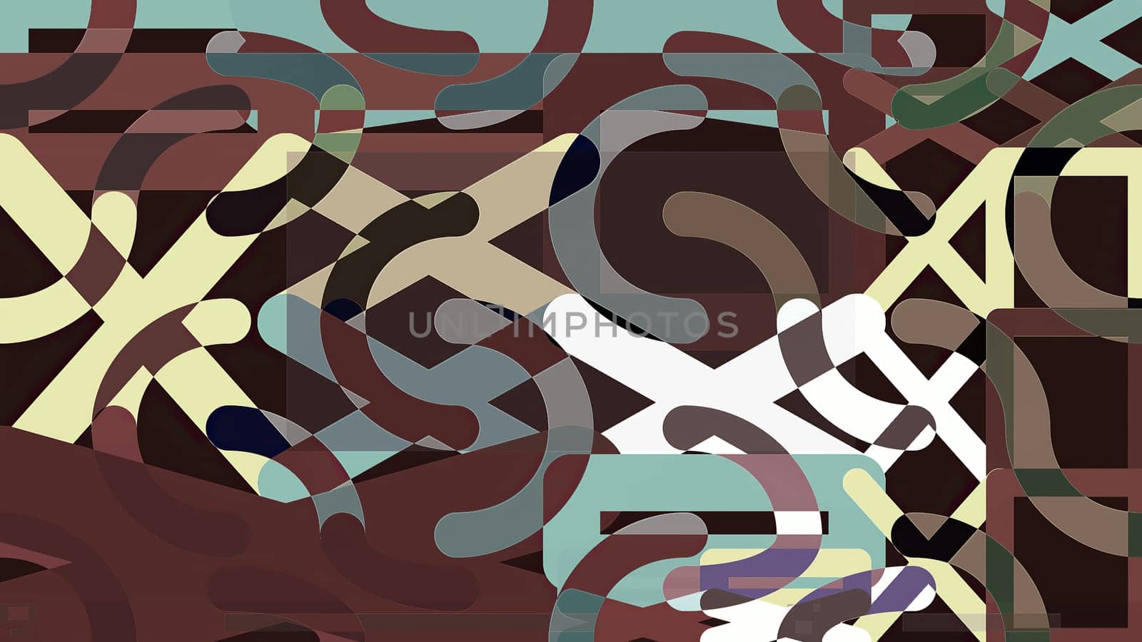 Artwork of abstract composition made with geometrical shapes and elements