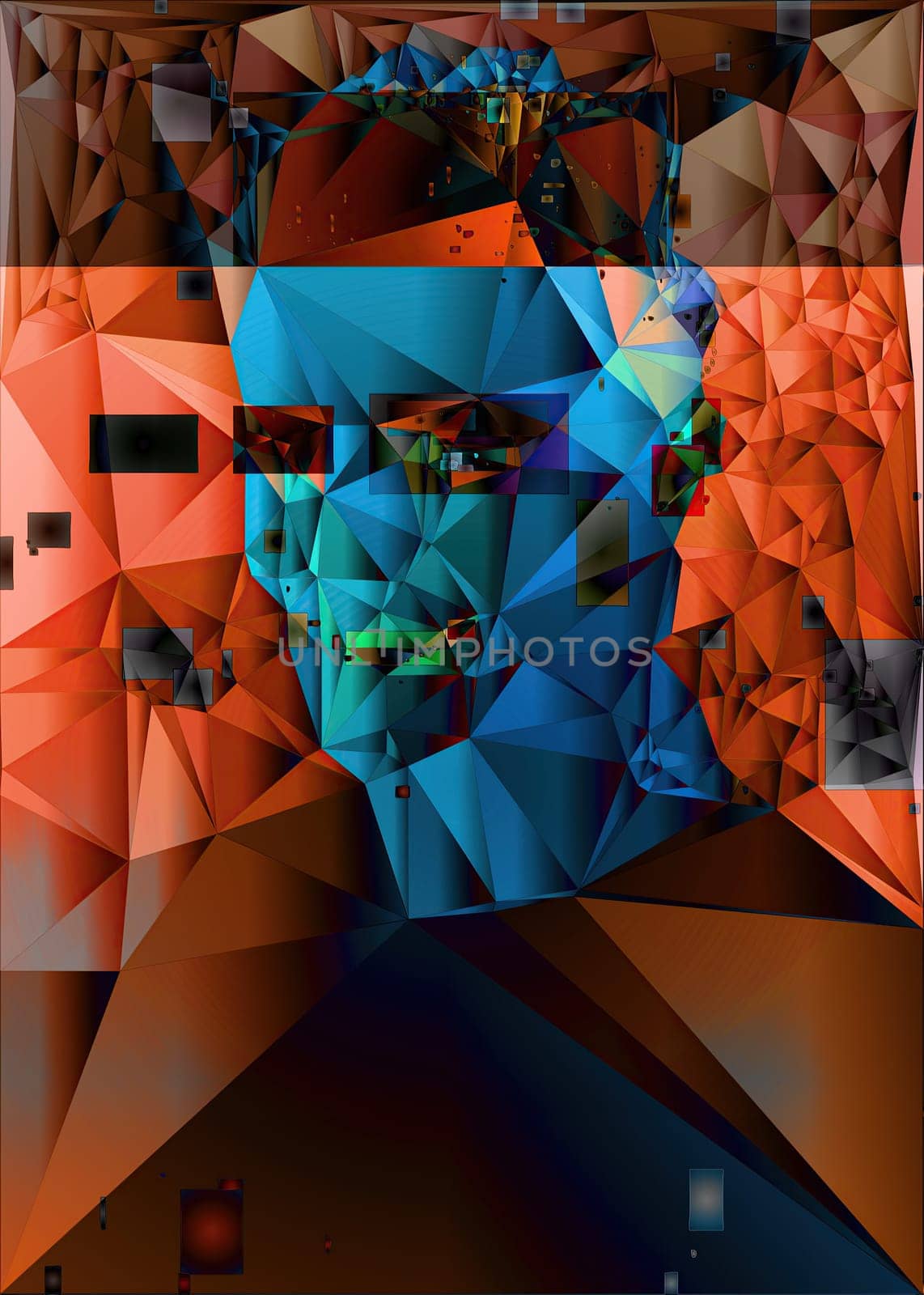 Artwork of abstract composition made with geometrical shapes