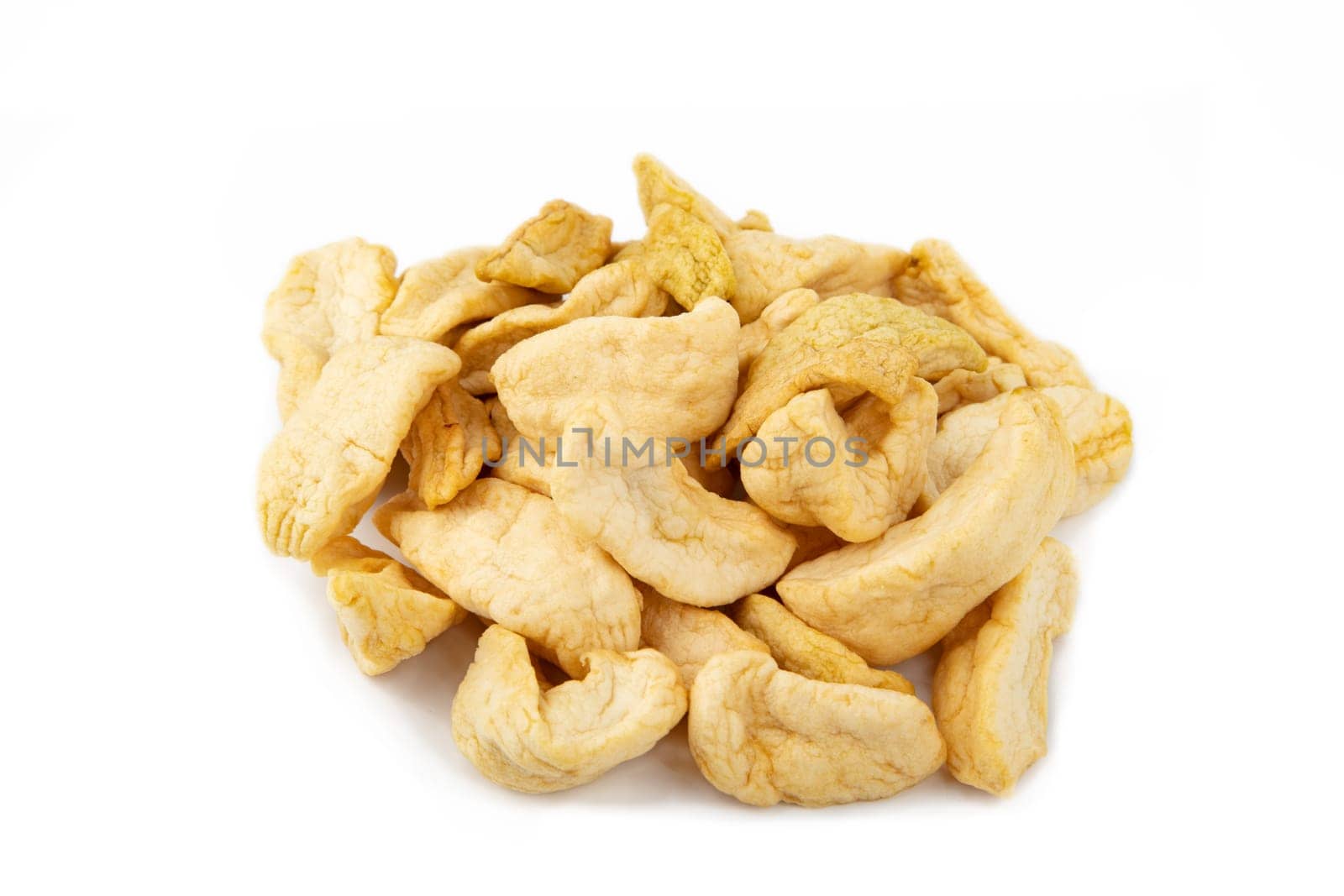 Dried apple Wedges isolated over white Background