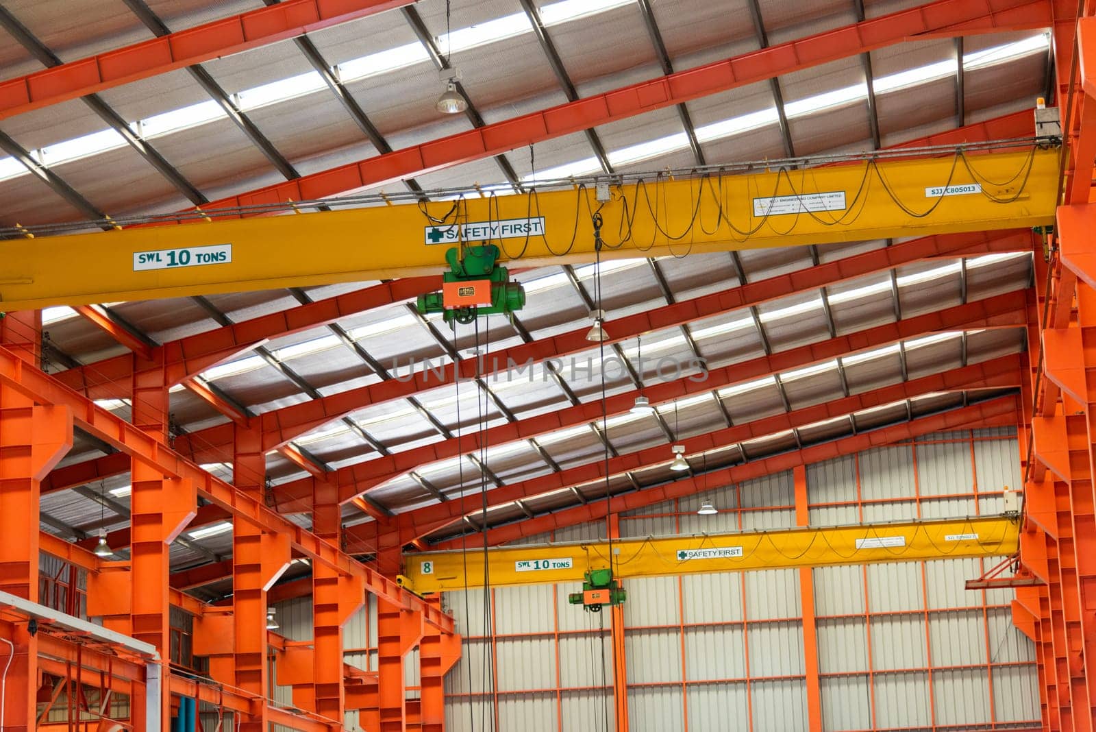 Interior of workshop. industrial factory production in mechanical engineering for manufacture of metal sheet roofing working areas