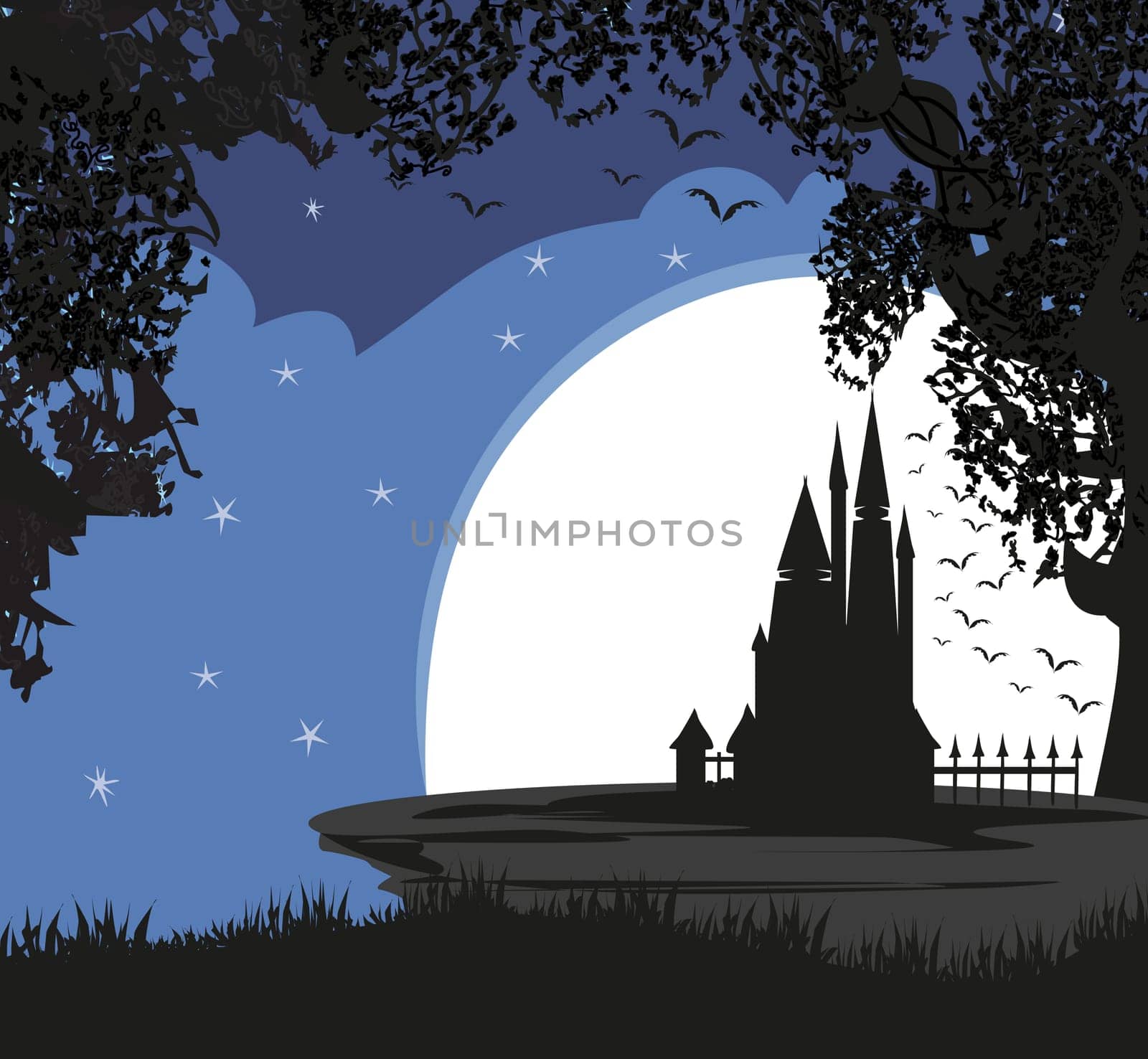 Magic Fairy Tale Princess Castle in the night