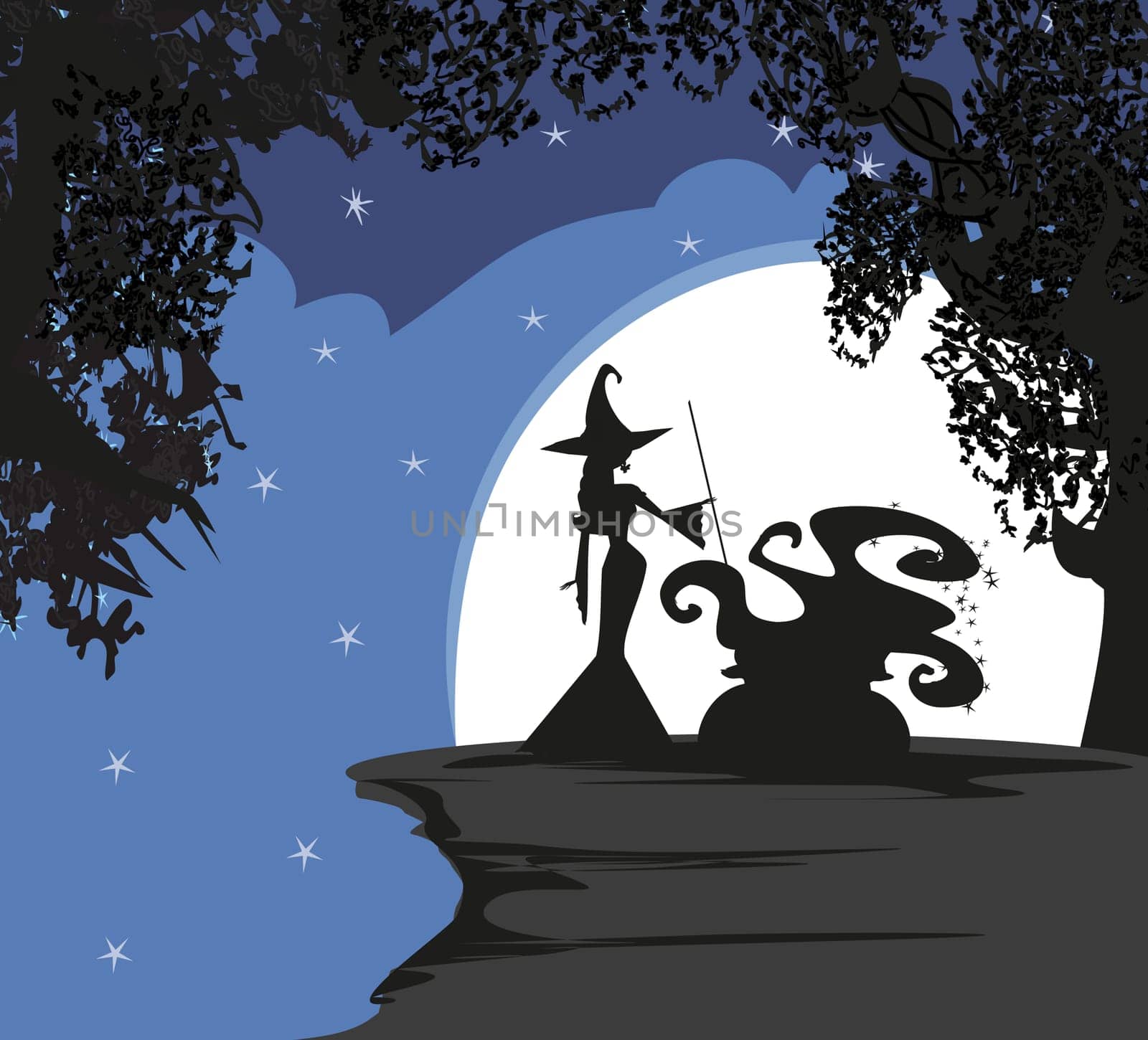 Halloween witch preparing potion