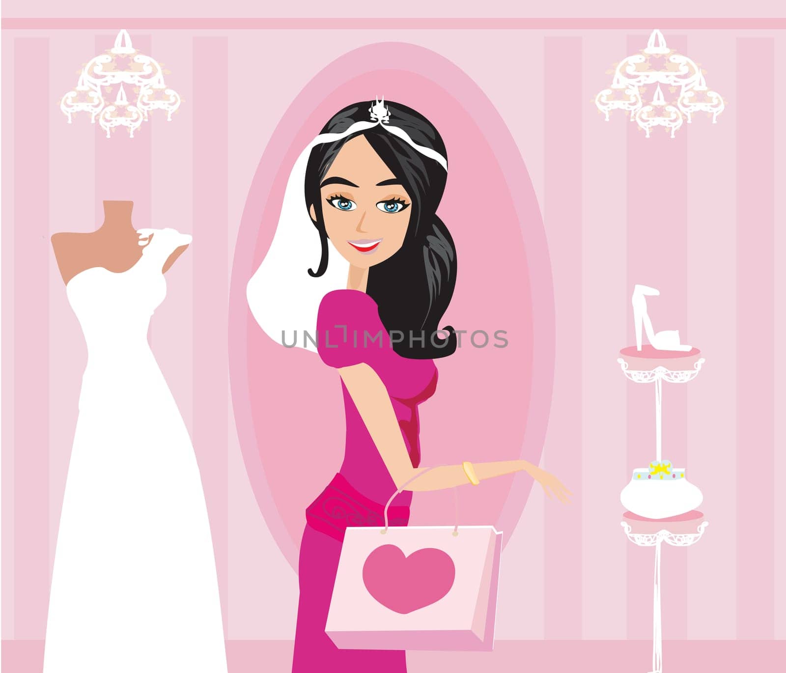 Happy bride shopping