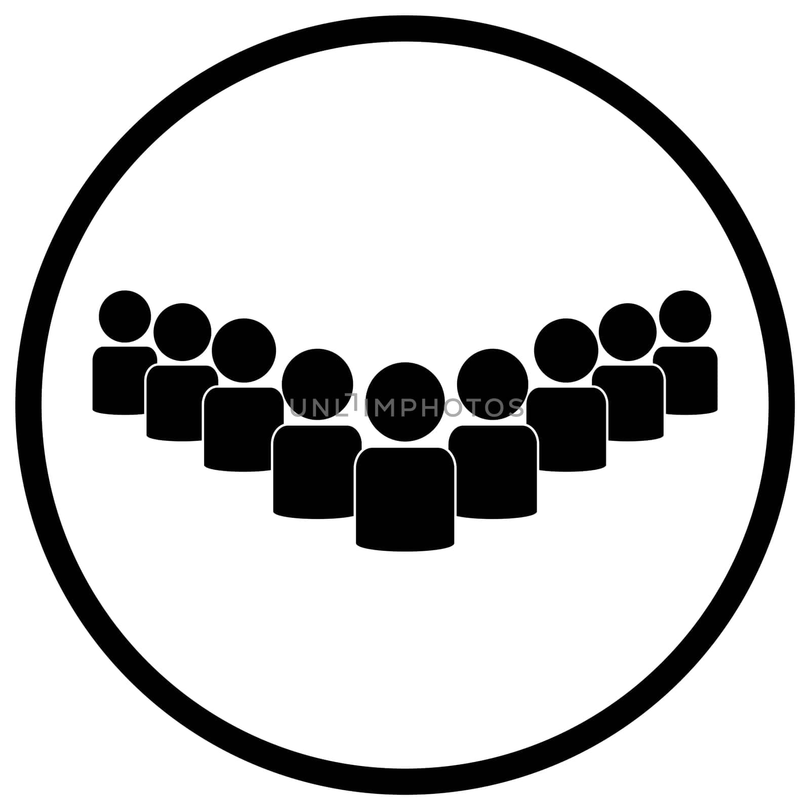 Group Symbol - Flat Icon in circle for community, staff or employees