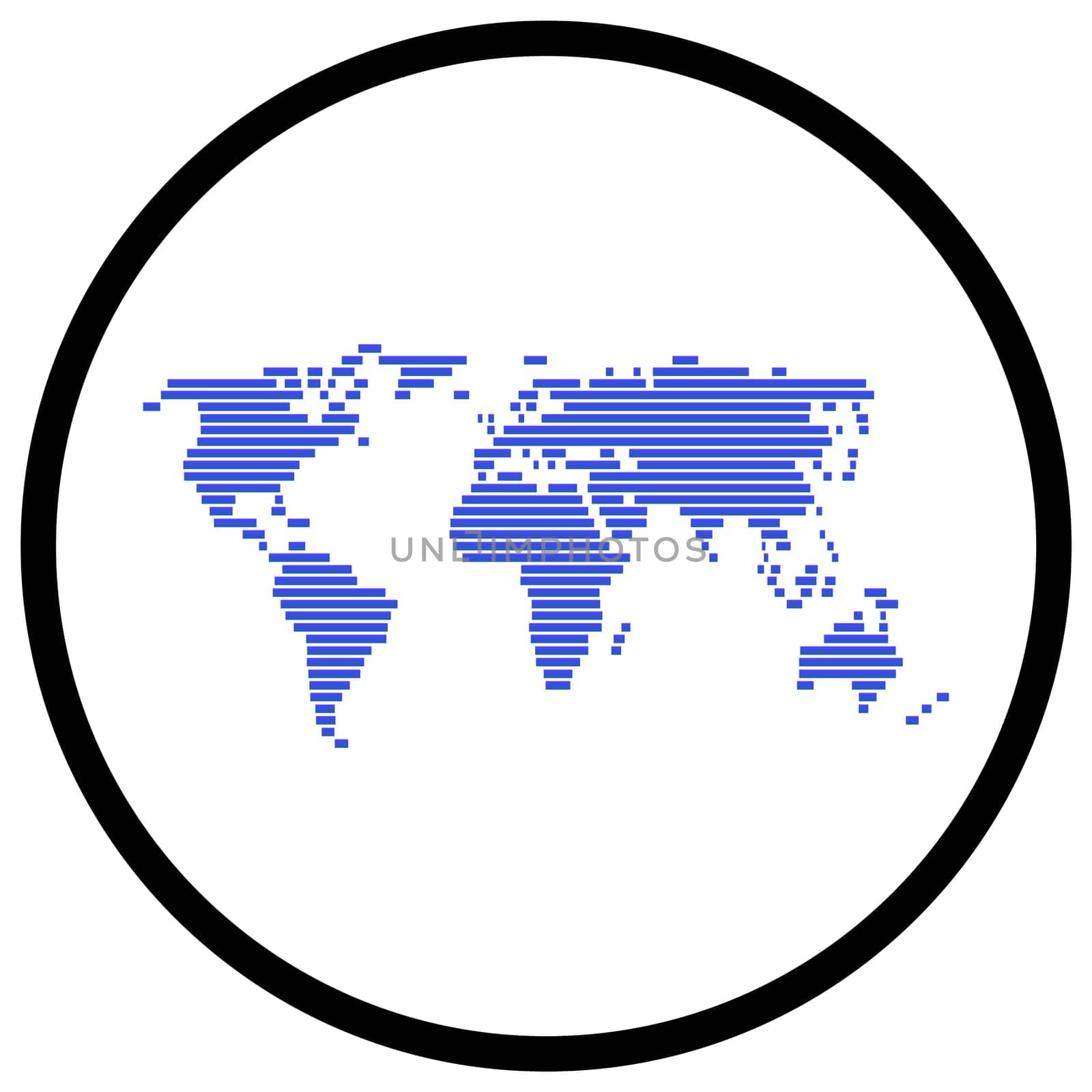 World map Symbol - Flat Icon in circle for global commuication