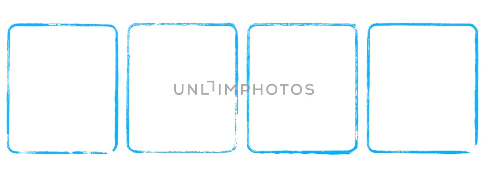 Collection of 4 blue stencil or paintbrush frames
