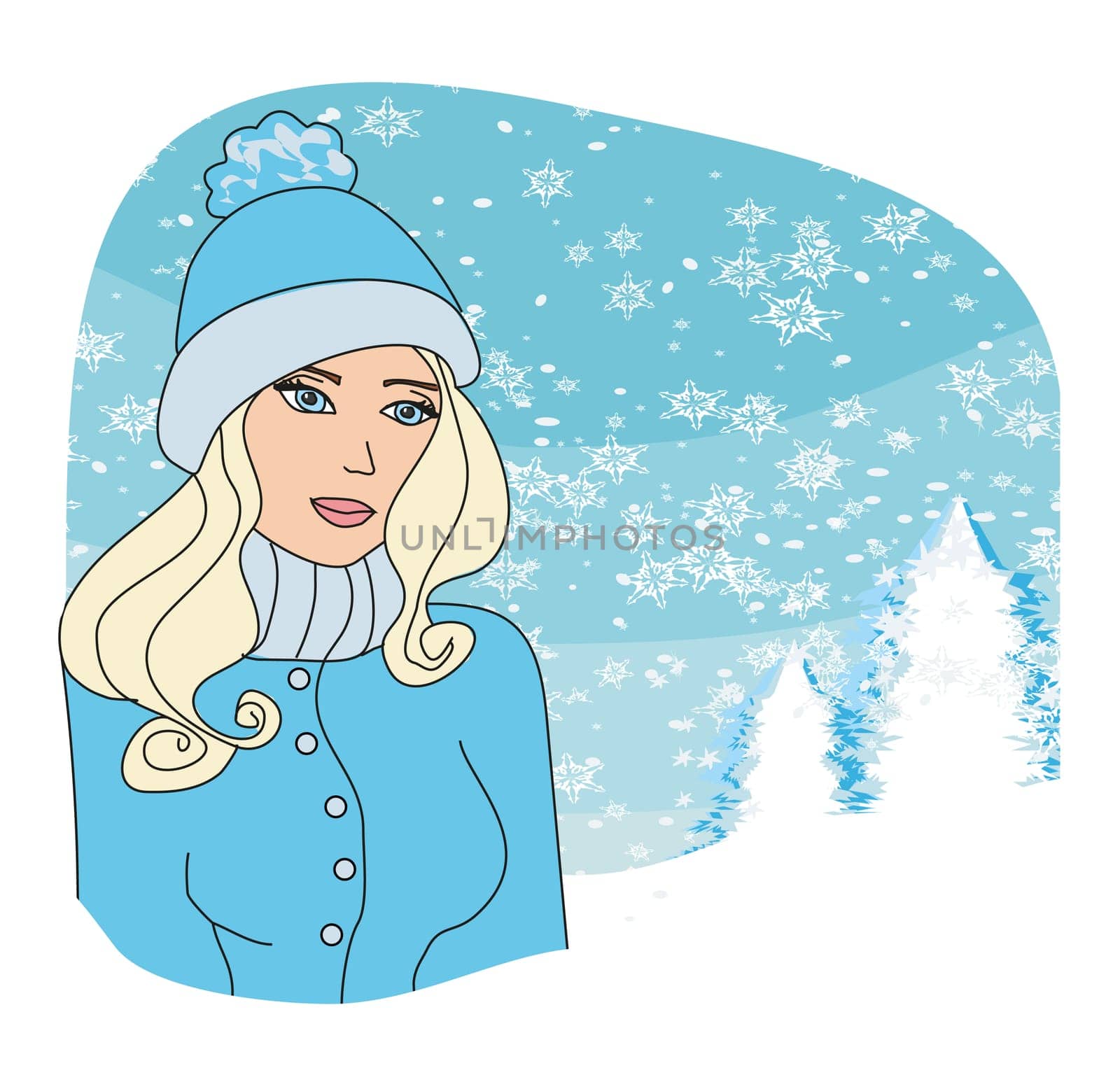 girl on winter landscape