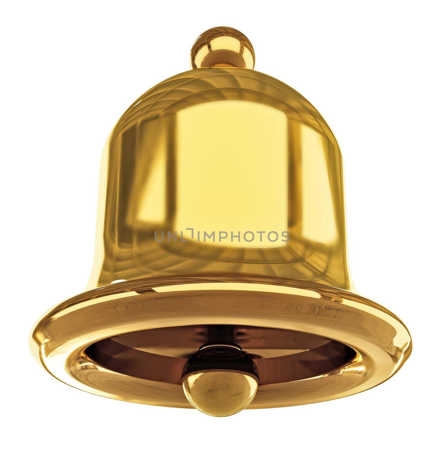 Notification bell isolated on white background. 3D illustration.