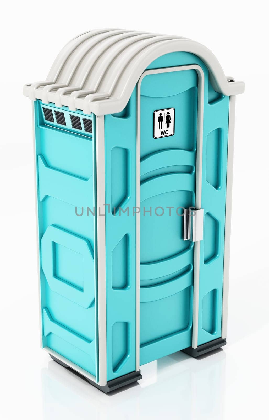 Portable WC isolated on white background. 3D illustration.