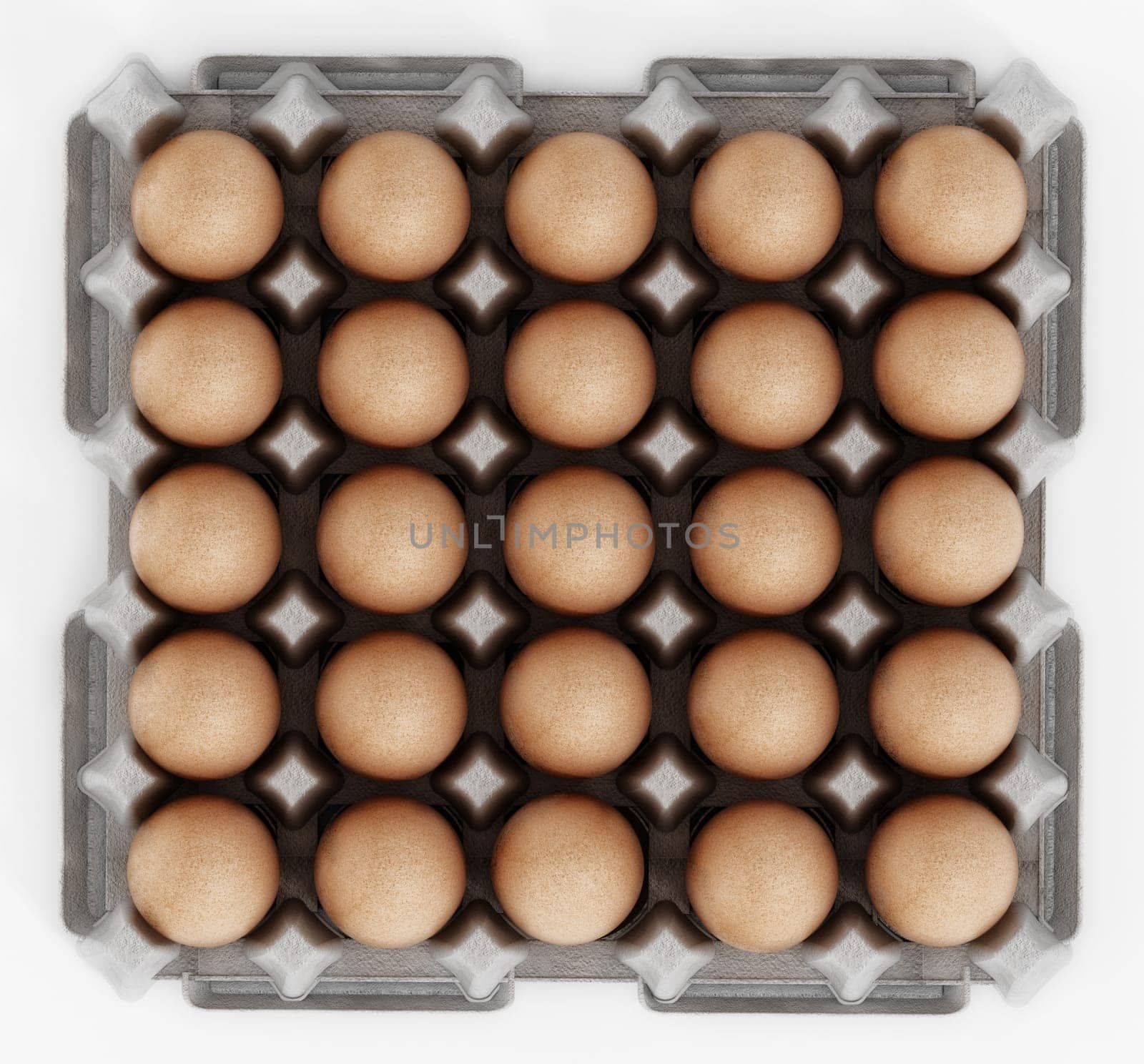 Pack of brown eggs isolated on white background. 3D illustration.