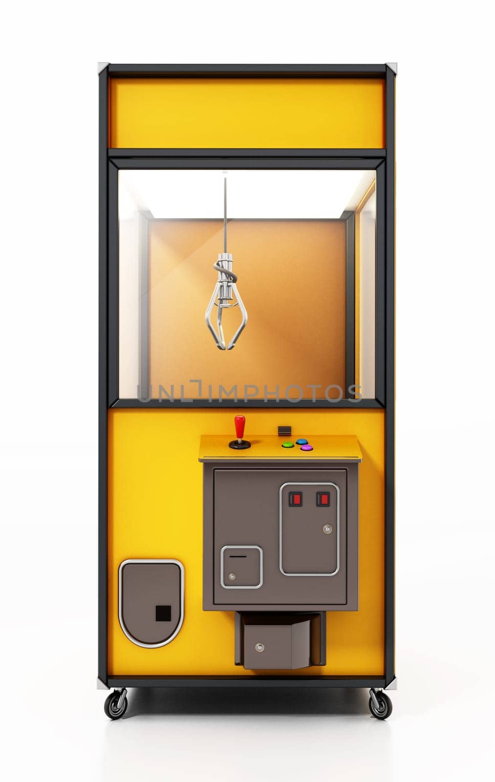 Toys vending machine with crane. 3D illustration.