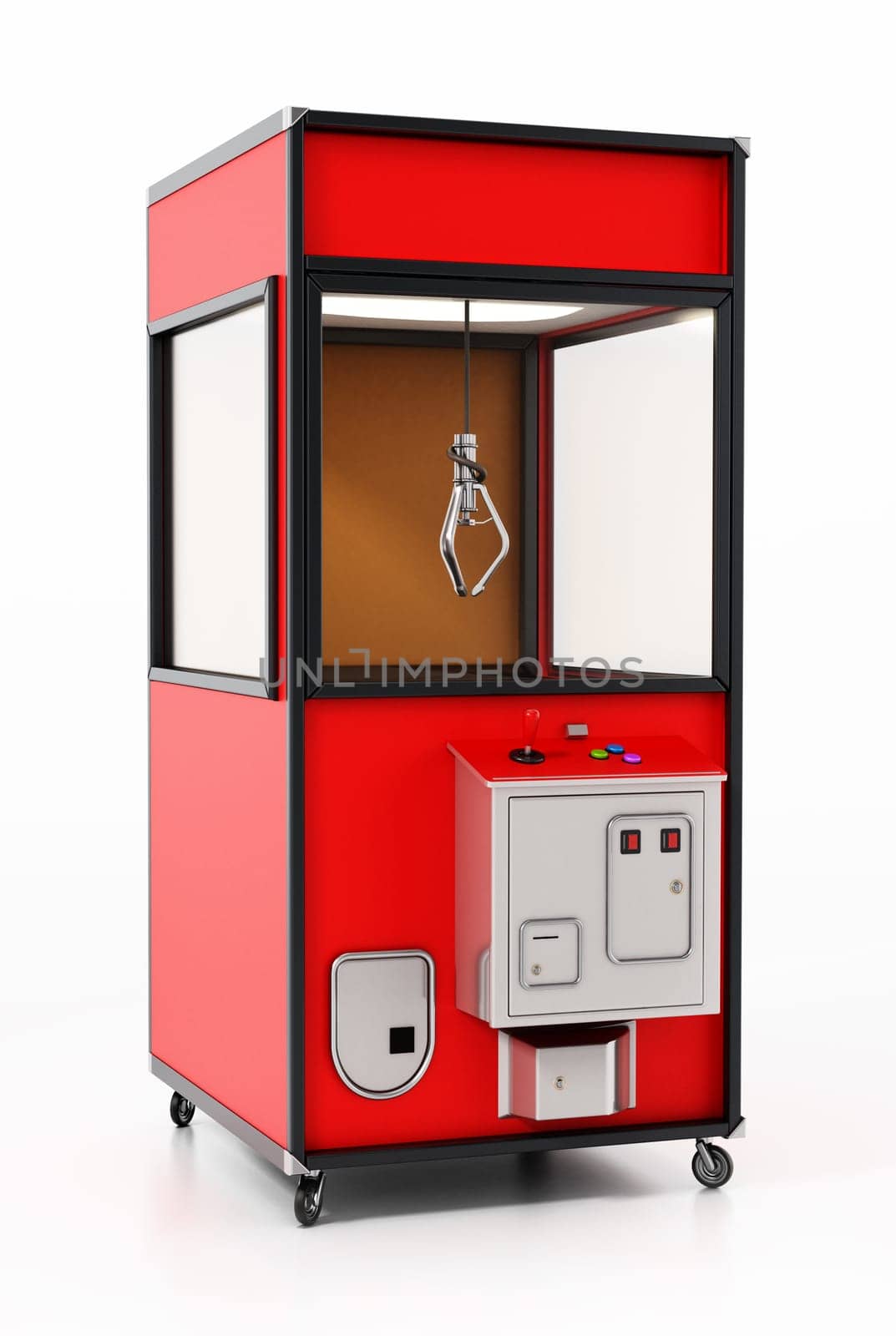 Toys vending machine with crane. 3D illustration.