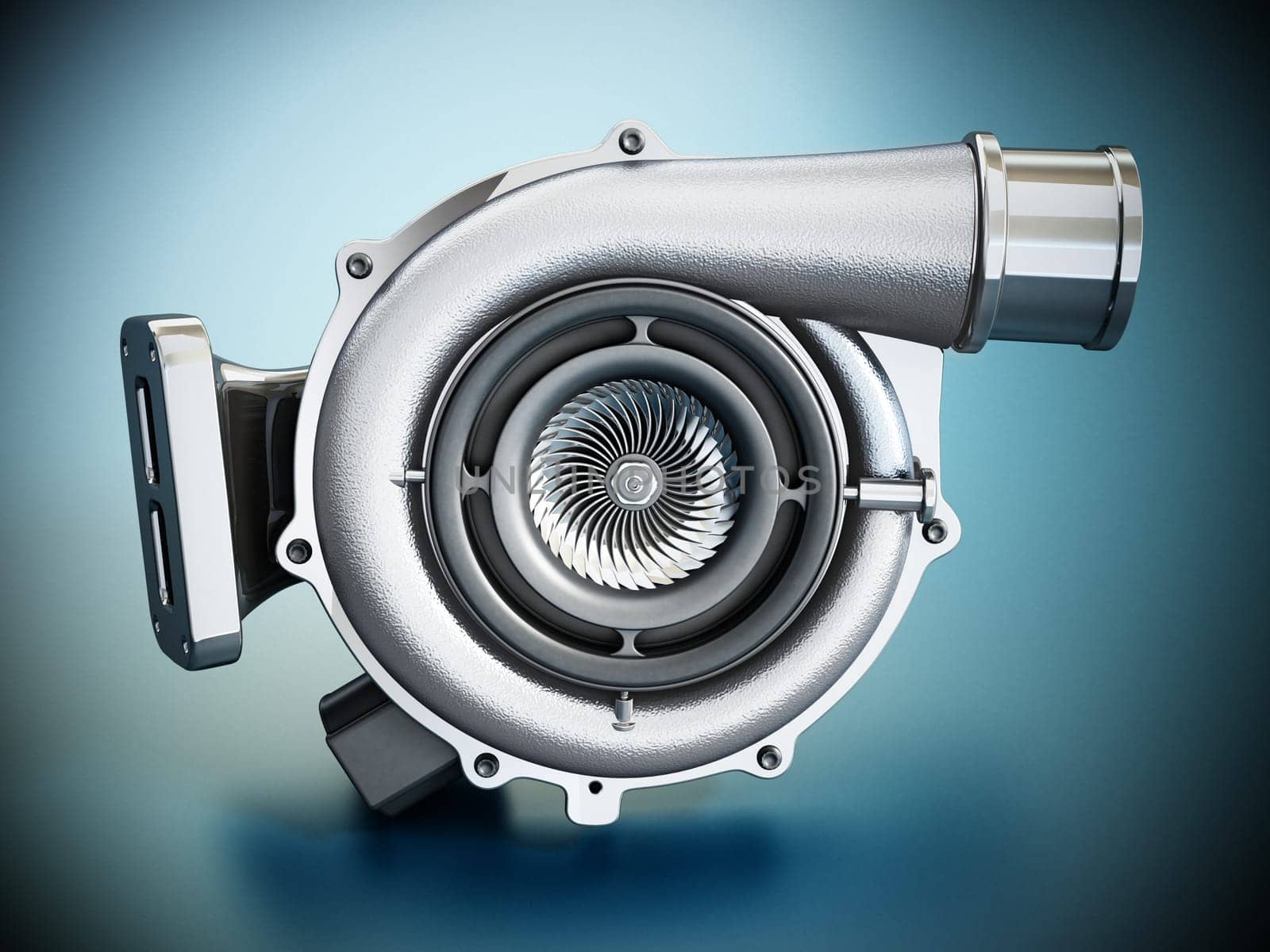 Generic turbo isolated on blue background. 3D illustration.
