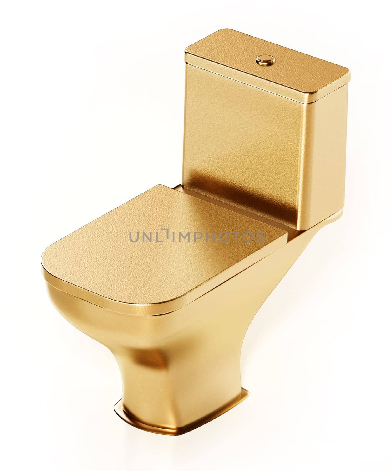 Golden toilet isolated on white background. 3D illustration.