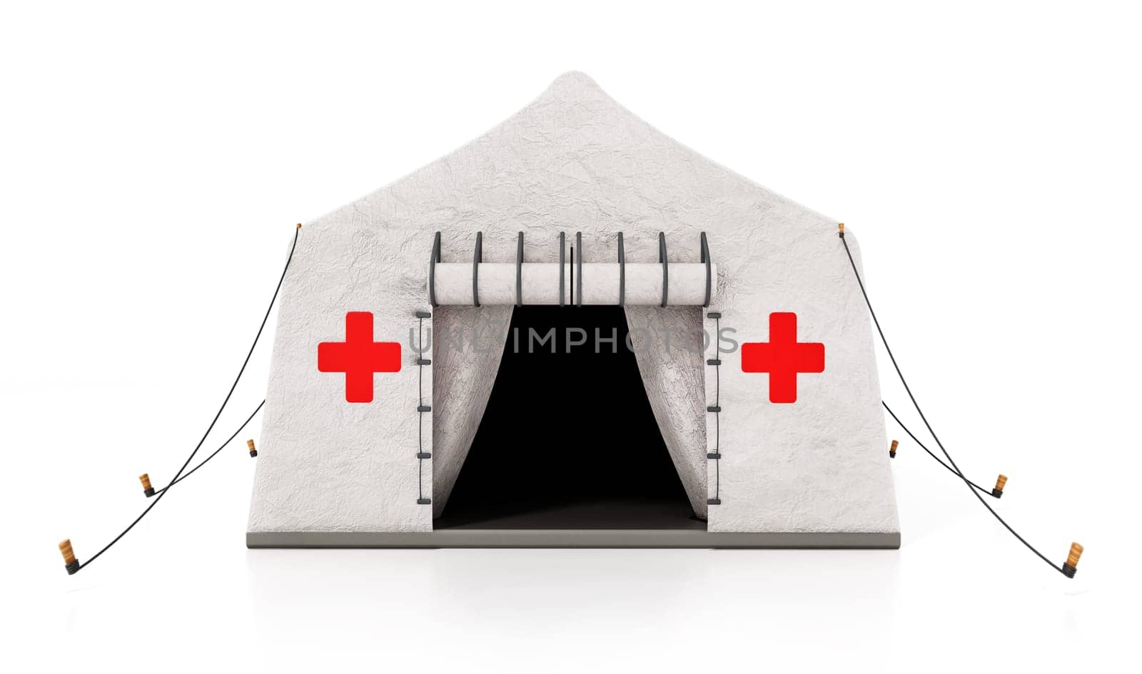 Field type mobile hospital tent isolated on white background. 3D illustration.