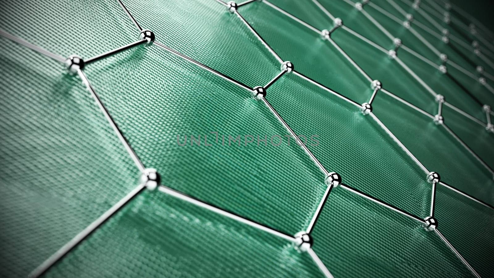 Abstract technology background with connected dots. 3D illustration.