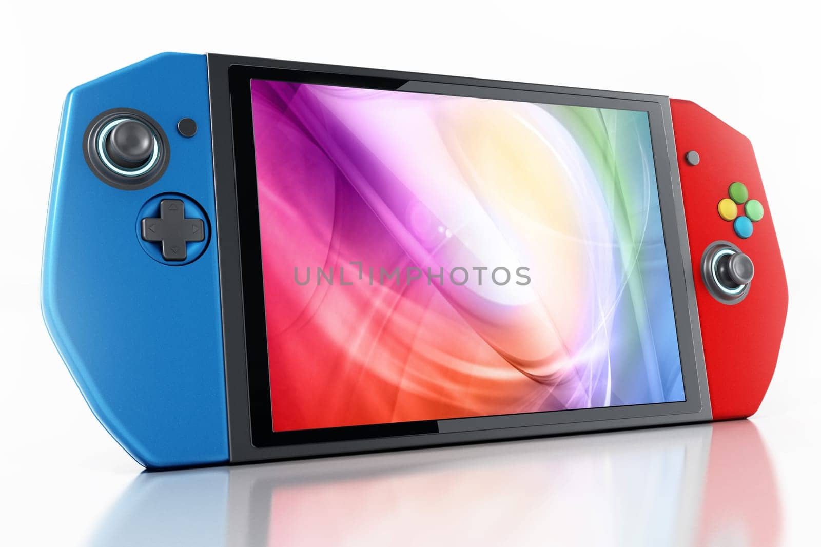 Portable video game console isolated on white background. 3D illustration.