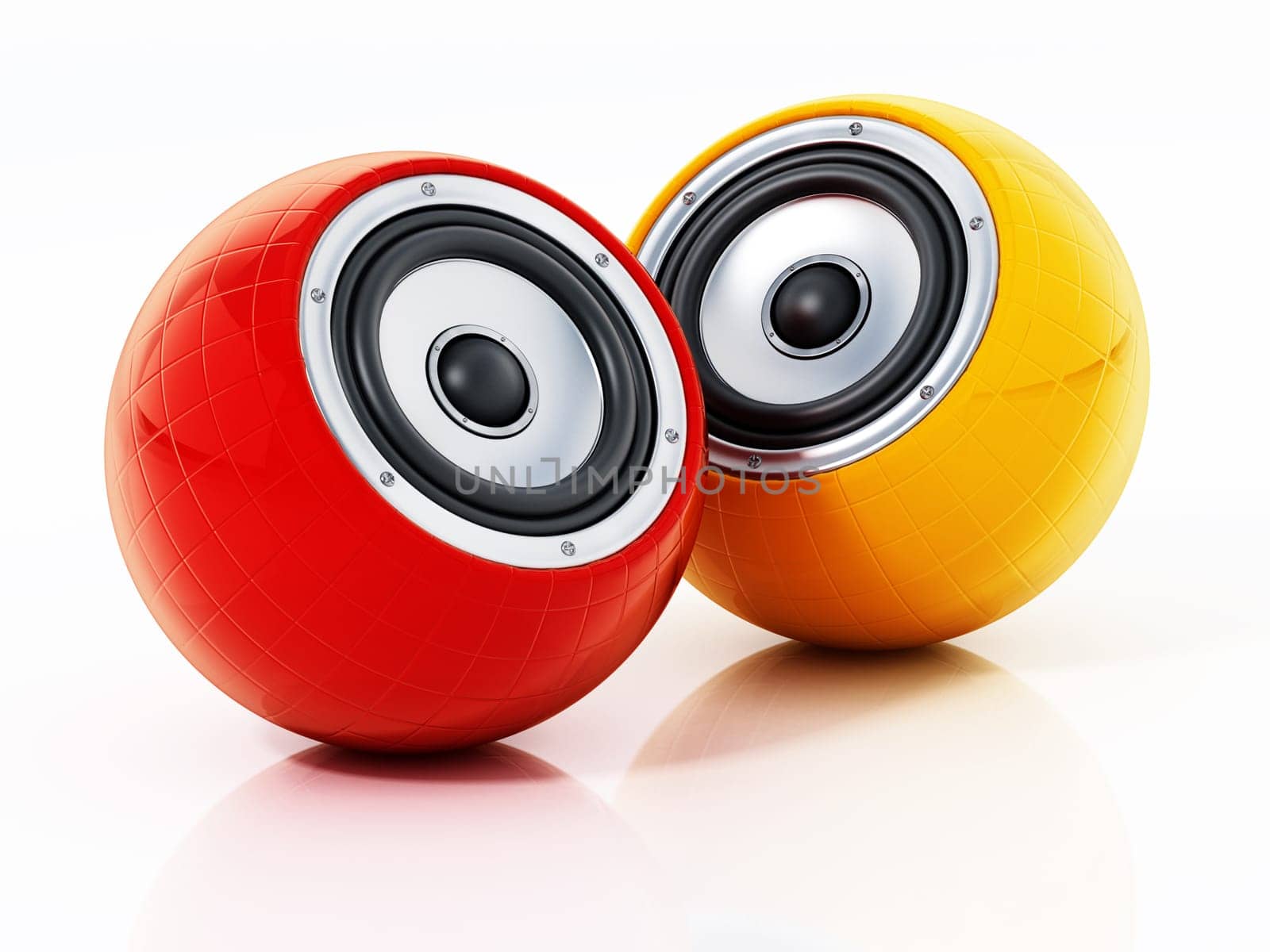Generic smart speakers isolated on white background. 3D illustration.