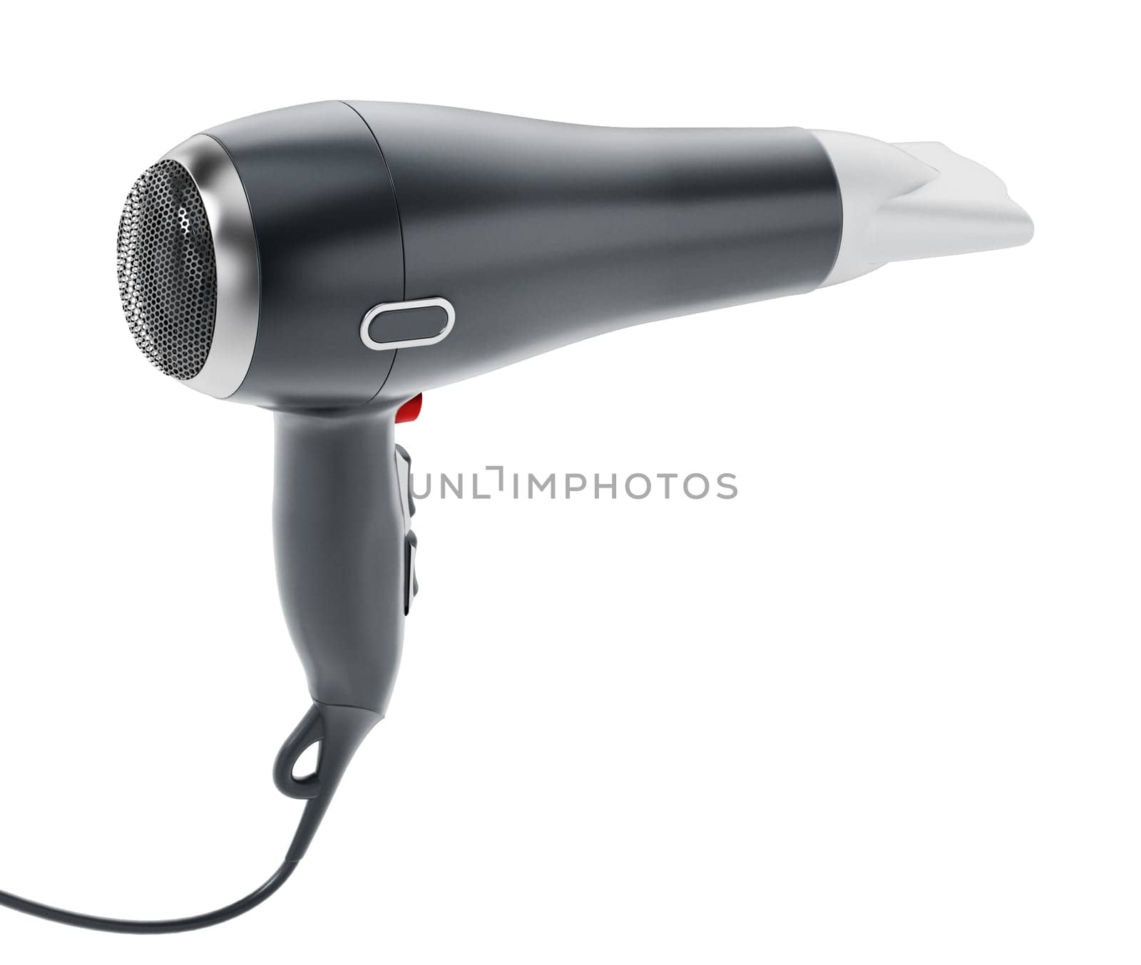 Professional hair dryer isolated on white background.. 3D illustration.