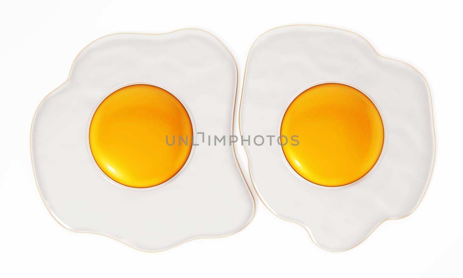 Fried eggs isolated on white background. 3D illustration.