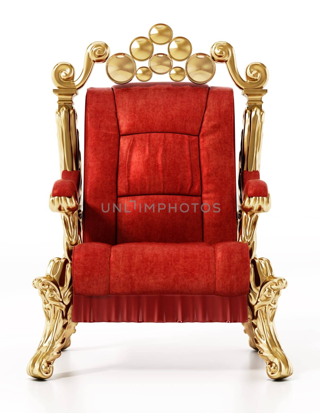 Generic throne isolated on white background. 3D illustration.