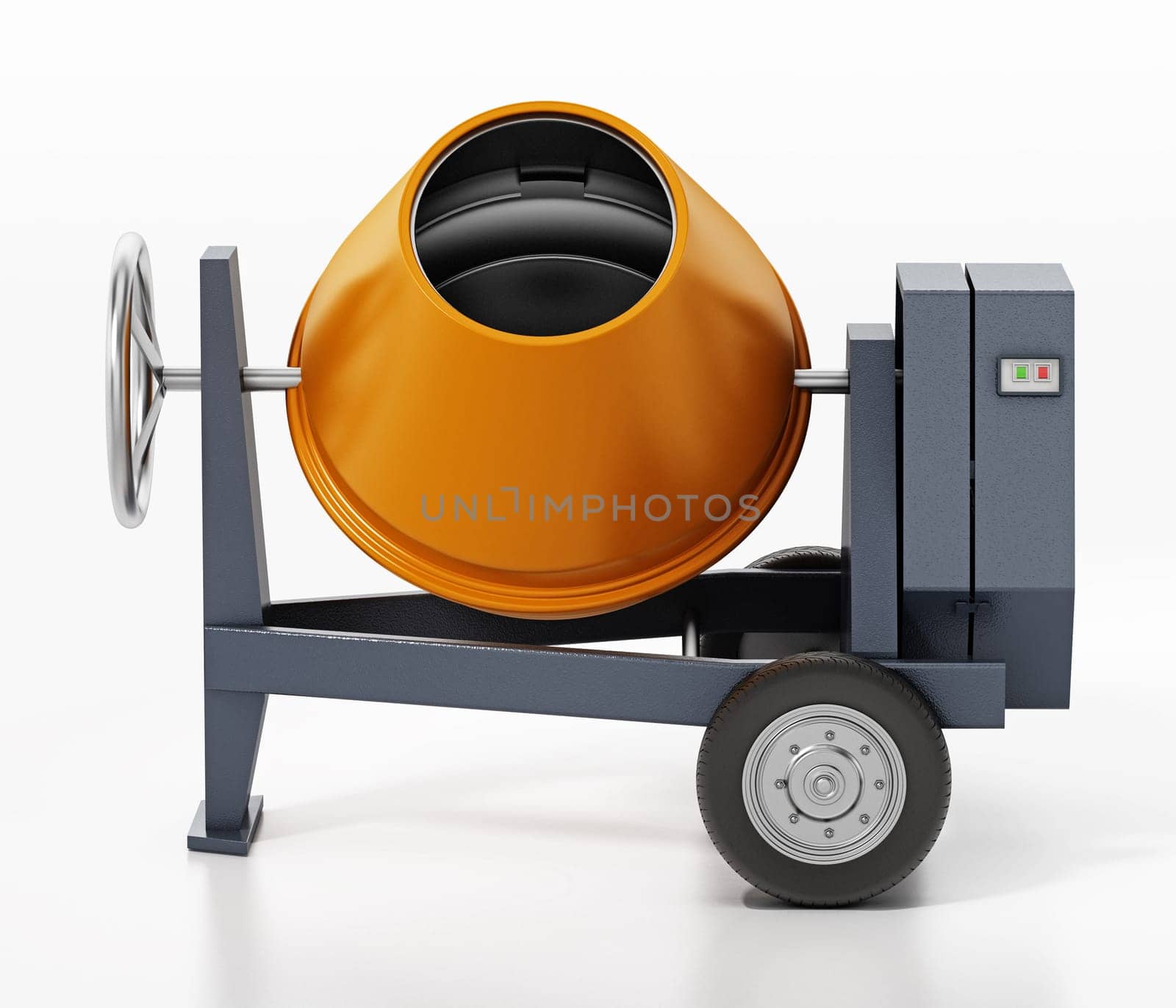 Cement mixer isolated on white background. 3D illustration.
