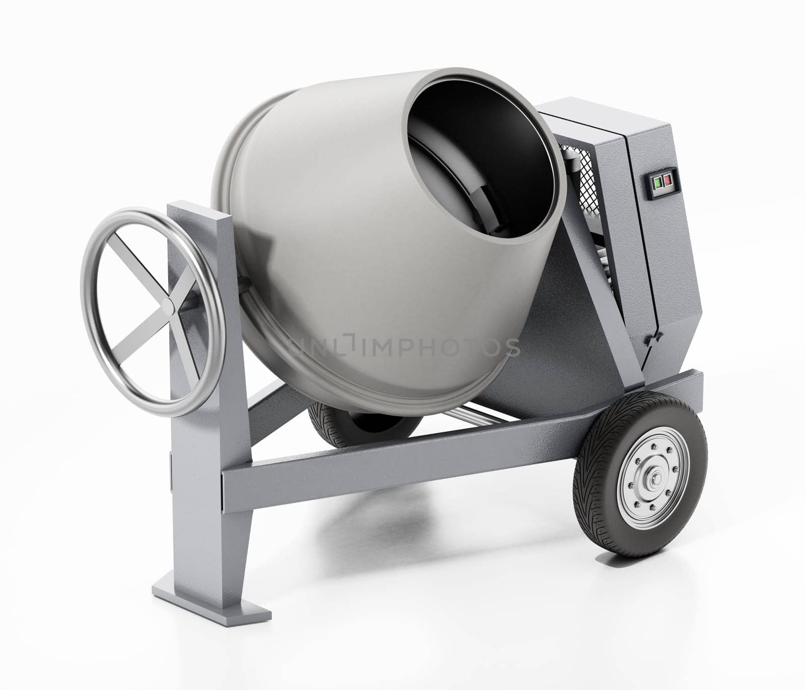 Cement mixer isolated on white background. 3D illustration.