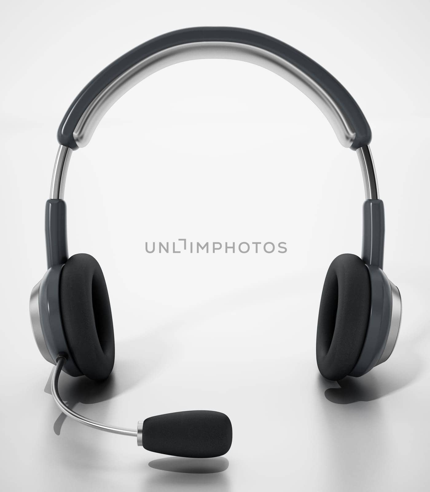 Generic headset isolated on white background. 3D illustration.