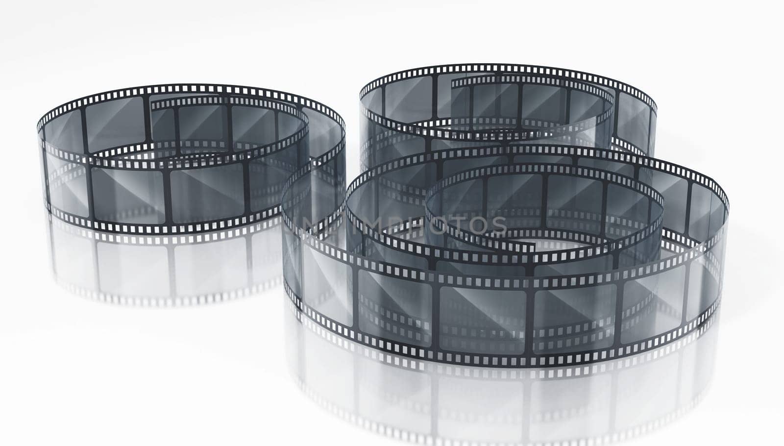 Vintage filmstrip isolated on white background. 3D illustration.