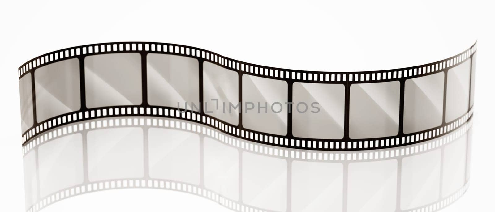 Vintage filmstrip isolated on white background. 3D illustration.