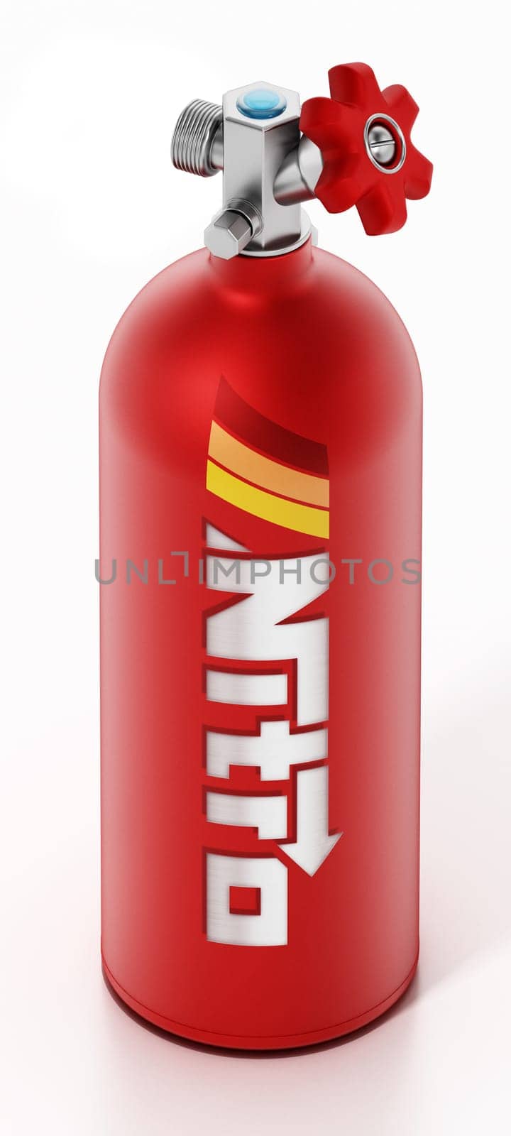 Nitrous Oxide tank isolated on white background. 3D illustration.