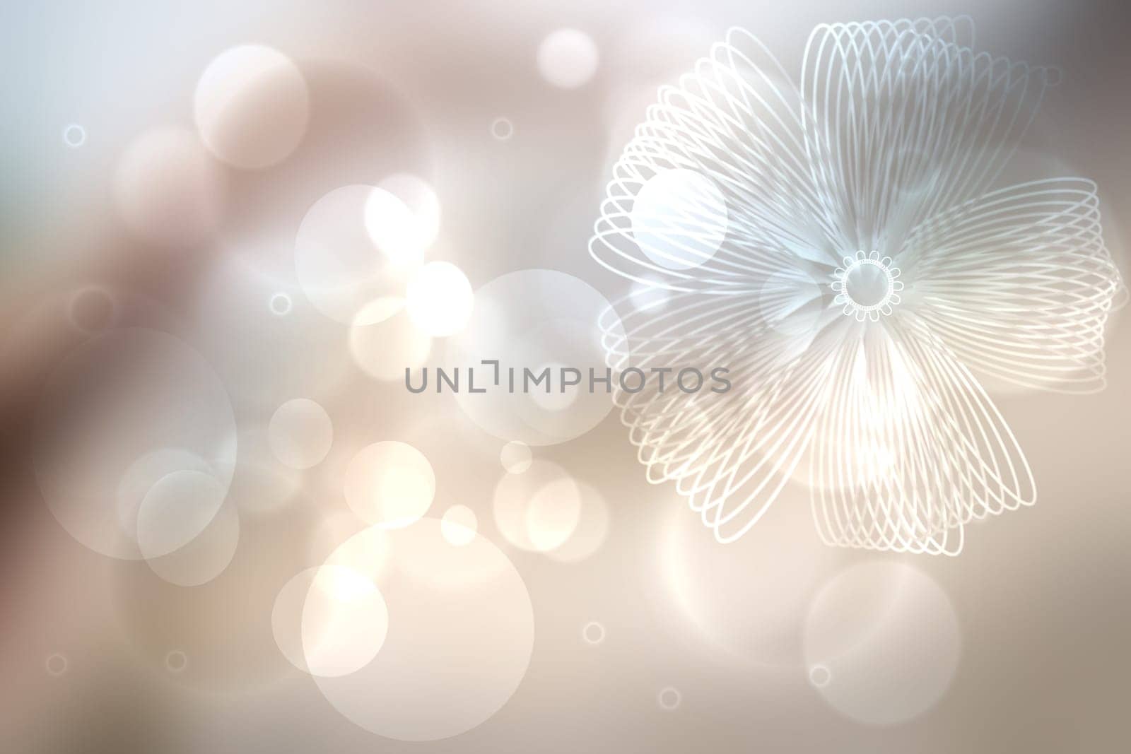 Abstract festive blur bright silver brown background texture with a ribbon bow and bokeh defocused bokeh lights. Birth, birthday, festival, valentine or other holidays backdrop. Card concept.