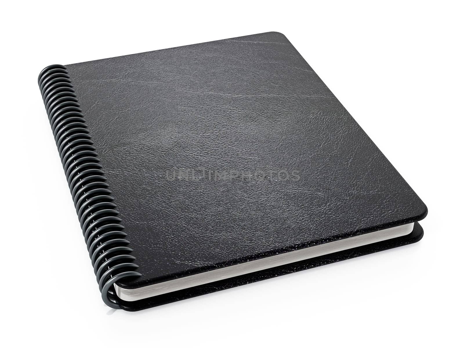 Black notepad isolated on white background. 3D illustration.