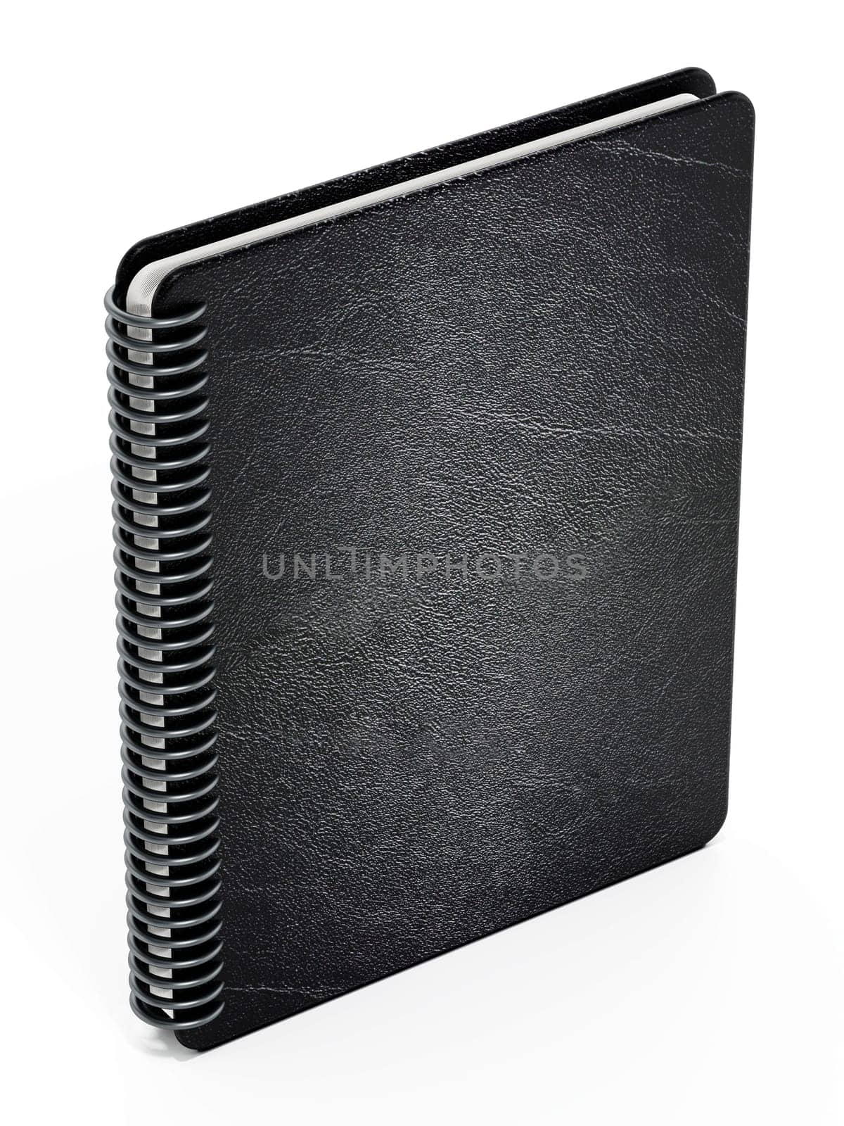 Black notepad isolated on white background. 3D illustration.