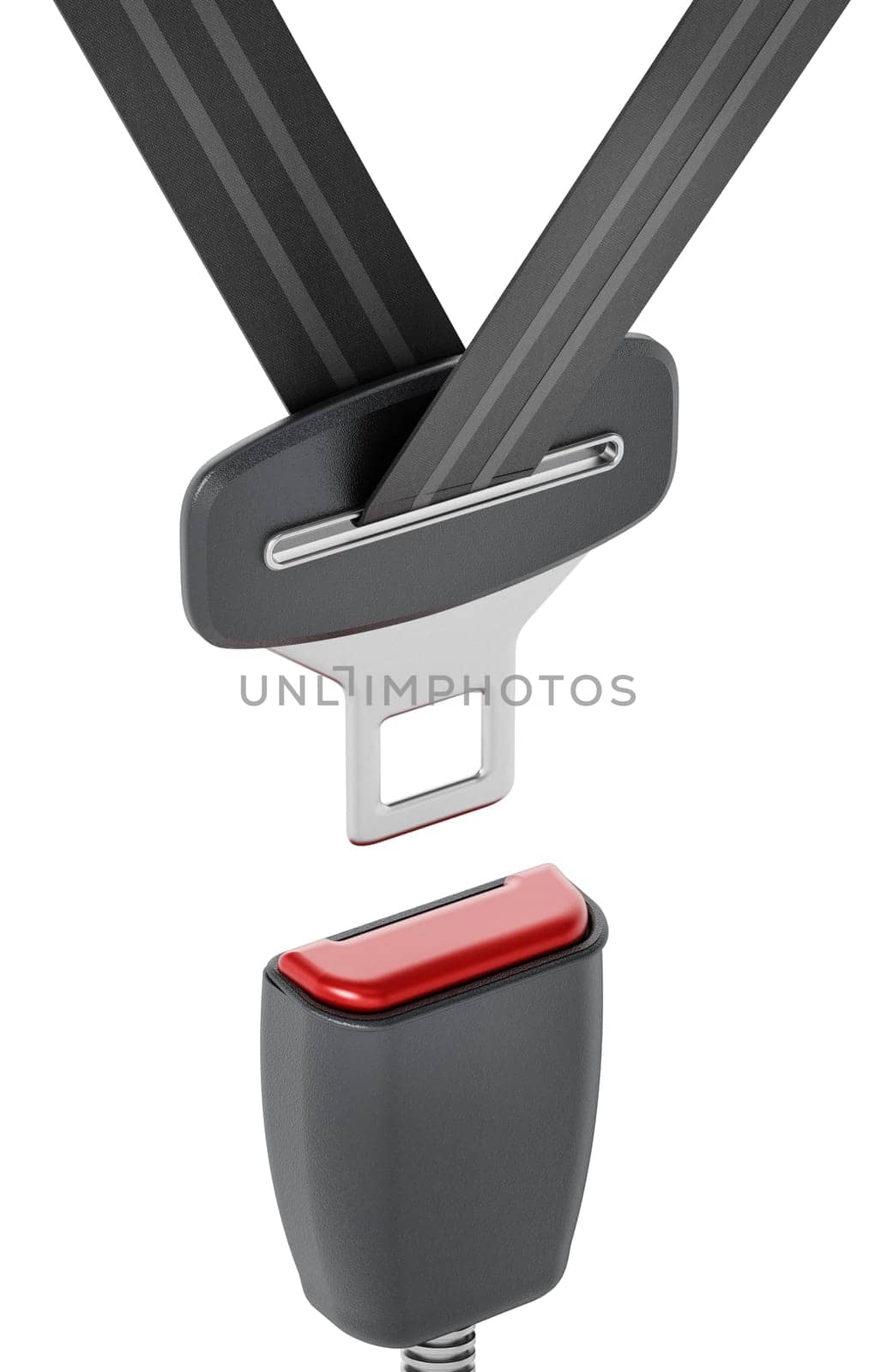 Seatbelt isolated on white background. 3D illustration.