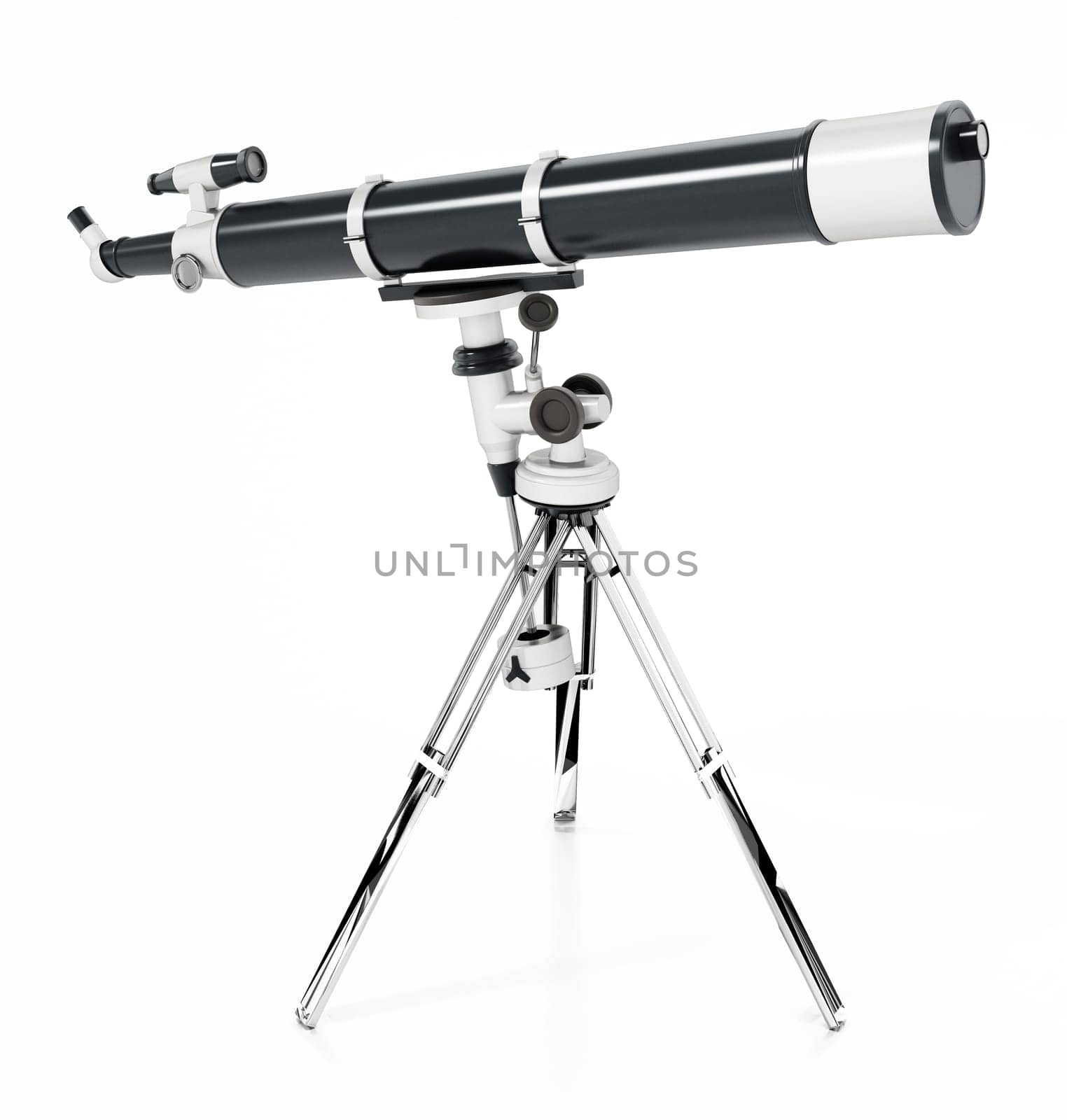 Telescope isolated on white background. 3D illustration.