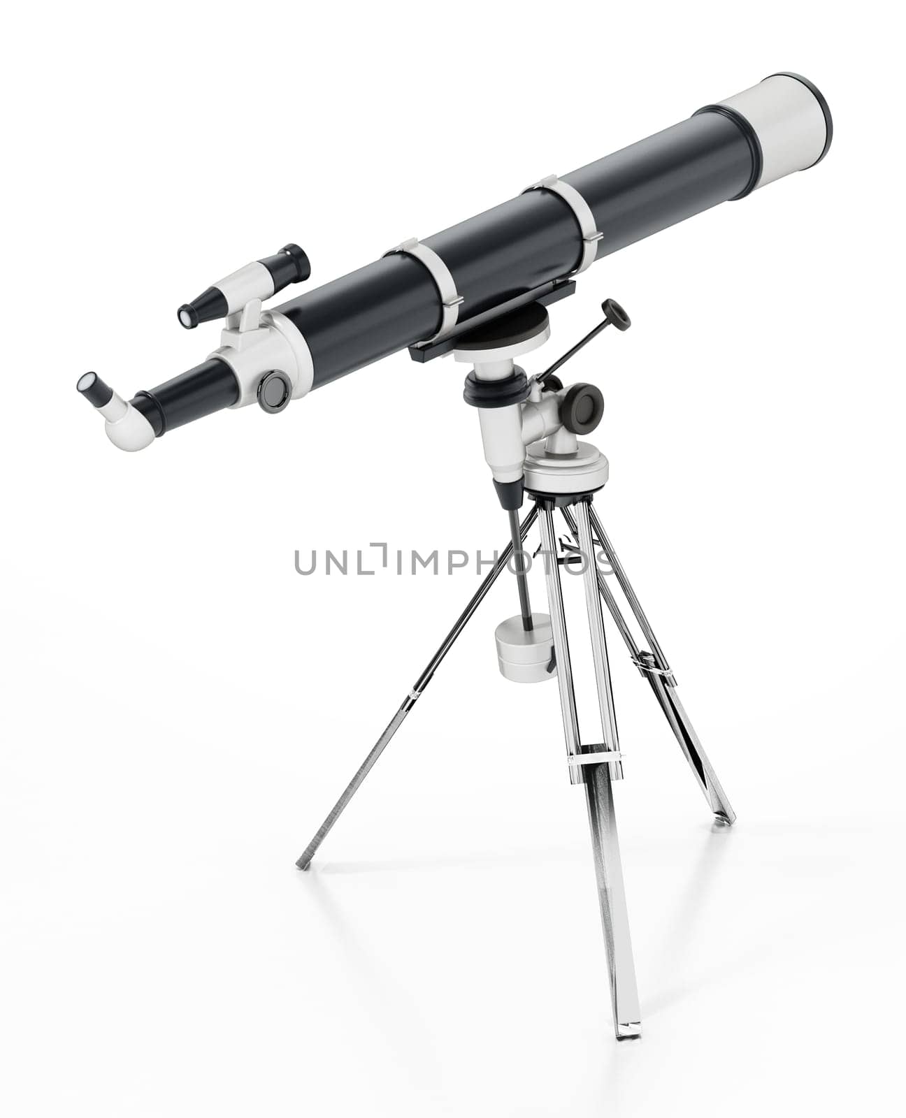 Telescope isolated on white background. 3D illustration.