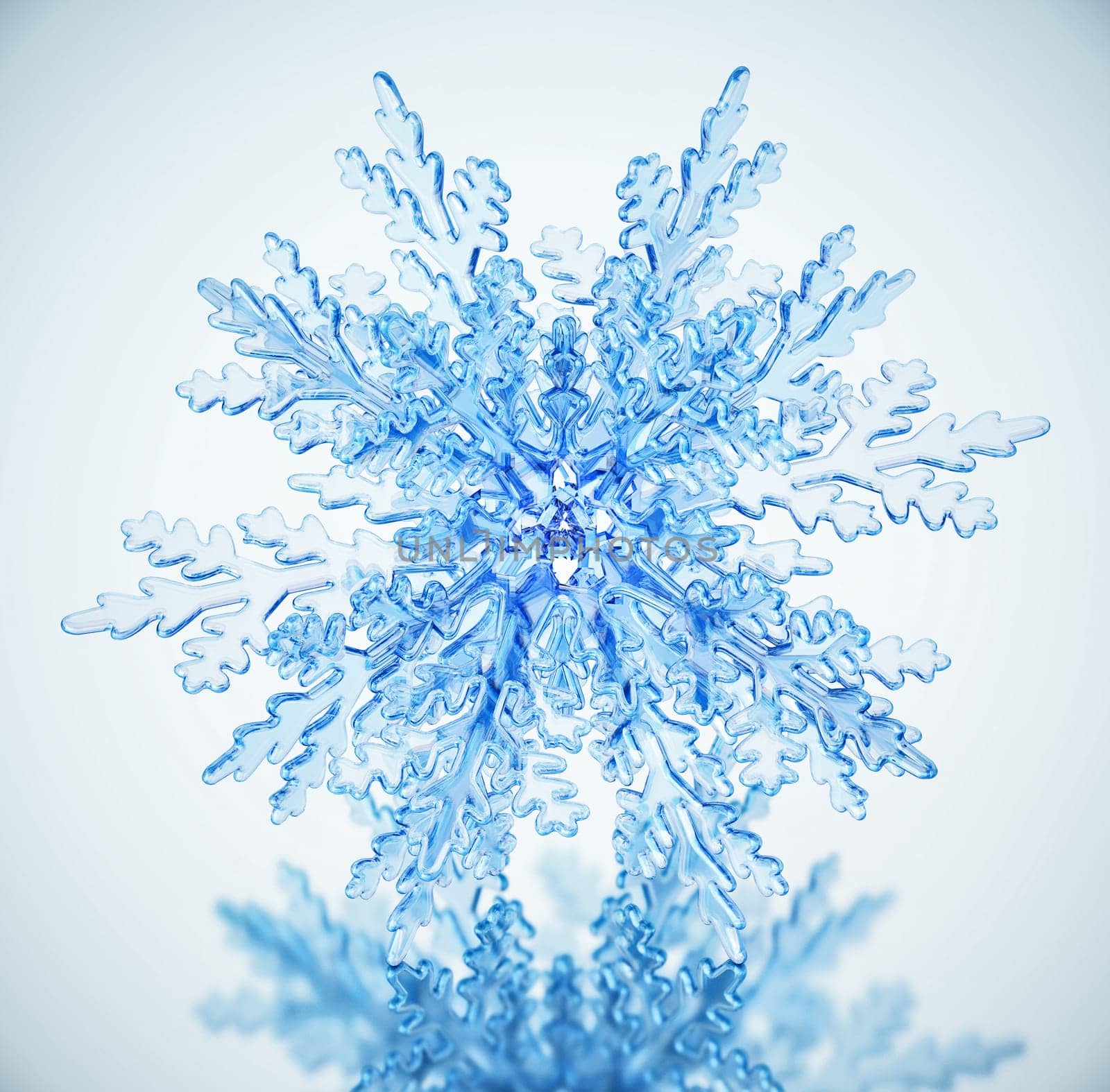 Snowflake isolated on white background. 3D illustration.