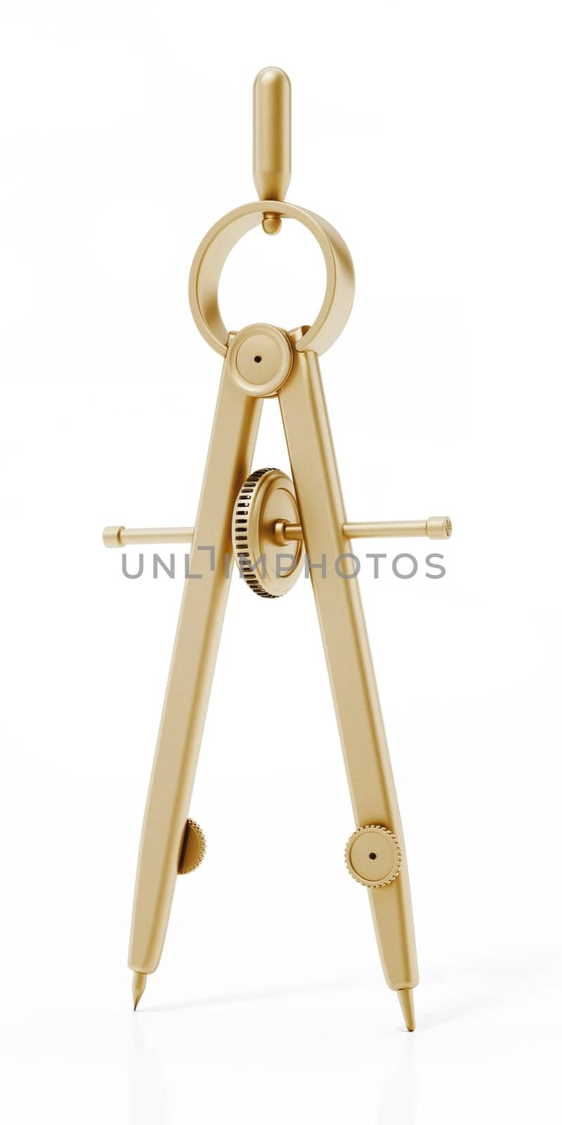 Drawing compass isolated on white background. 3D illustration.