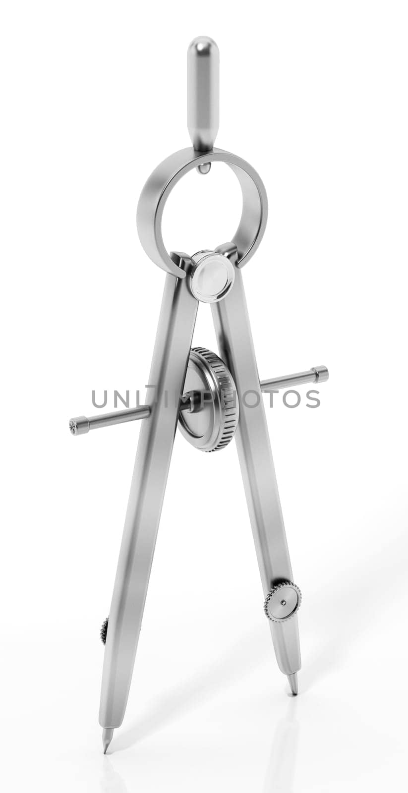 Drawing compass isolated on white background. 3D illustration.