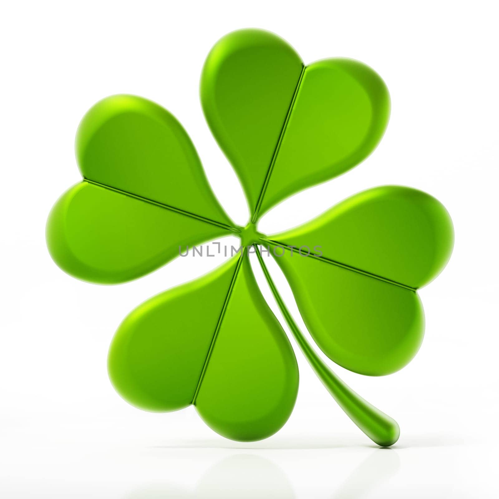 Four leaf clover isolated on white background. 3D illustration.