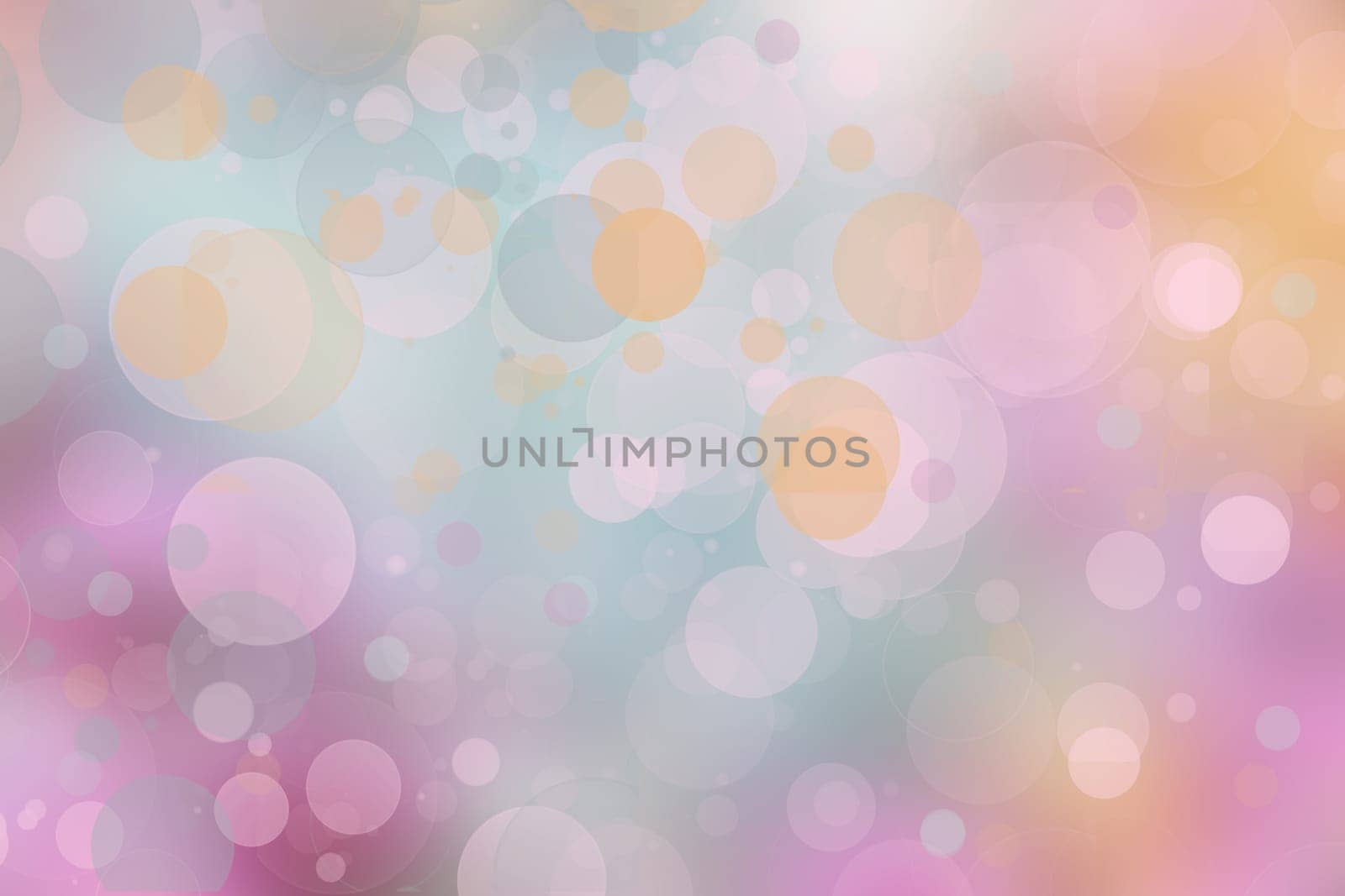 Abstract blurred fresh vivid spring summer light delicate pastel blue pink white yellow bokeh background texture with bright circular soft color lights. Beautiful backdrop illustration.