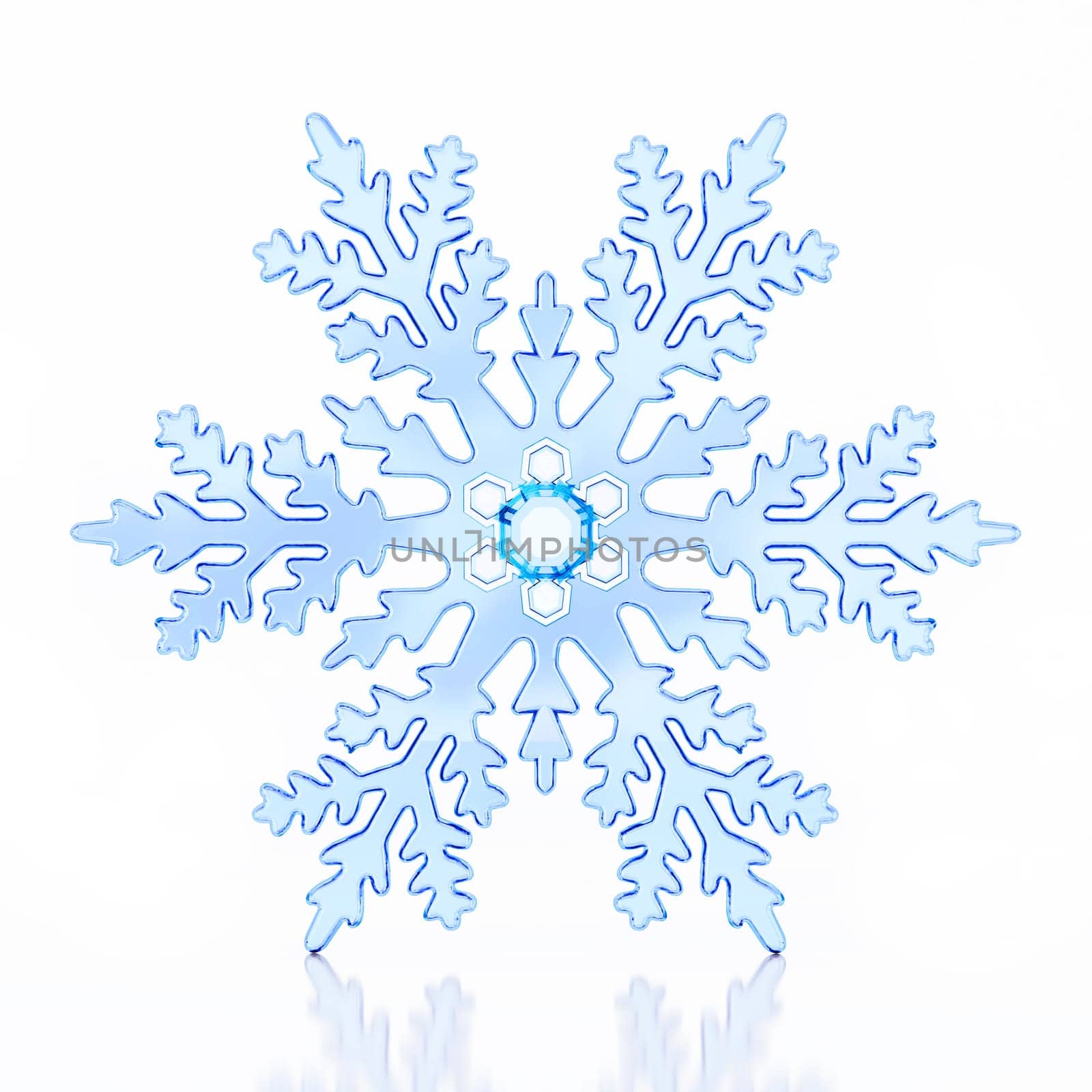 Snowflake isolated on white background. 3D illustration.