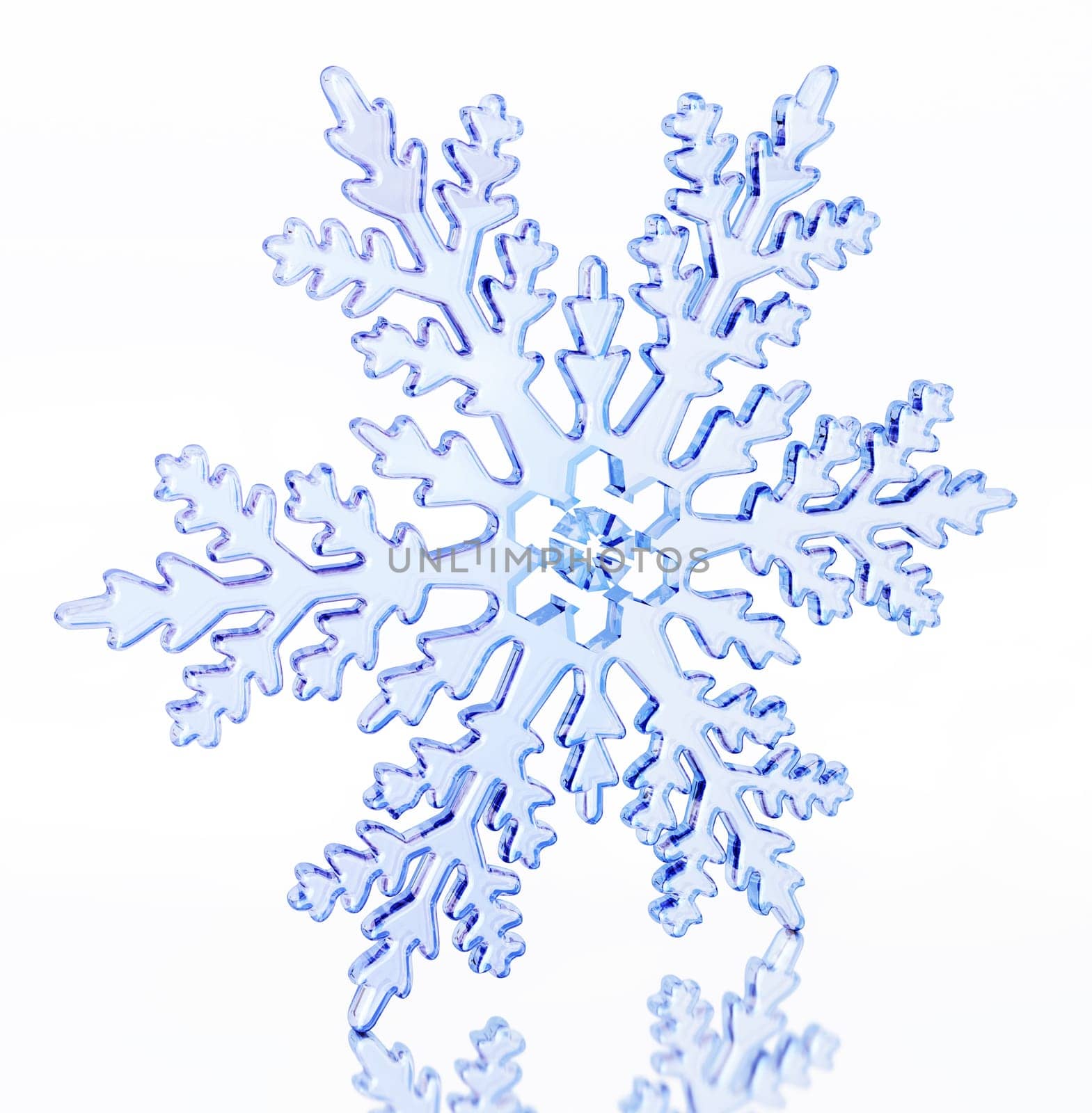 Snowflake isolated on white background. 3D illustration.