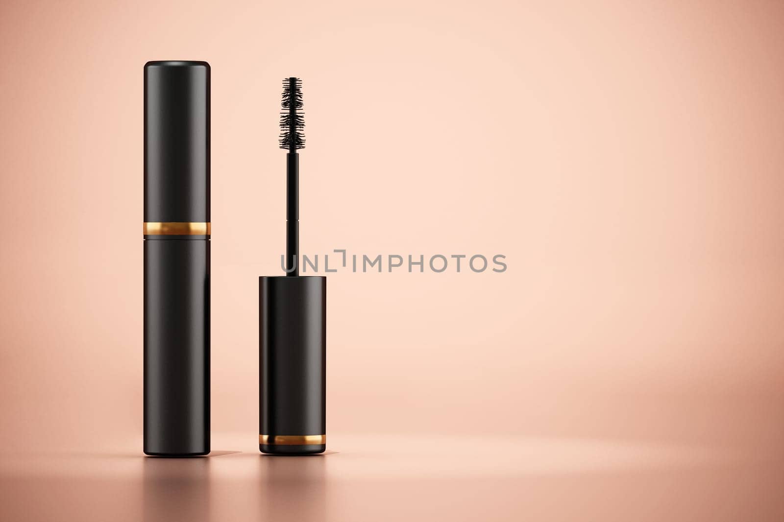 Generic eye mascara on orange background. Copy space on the right side. 3D illustration.