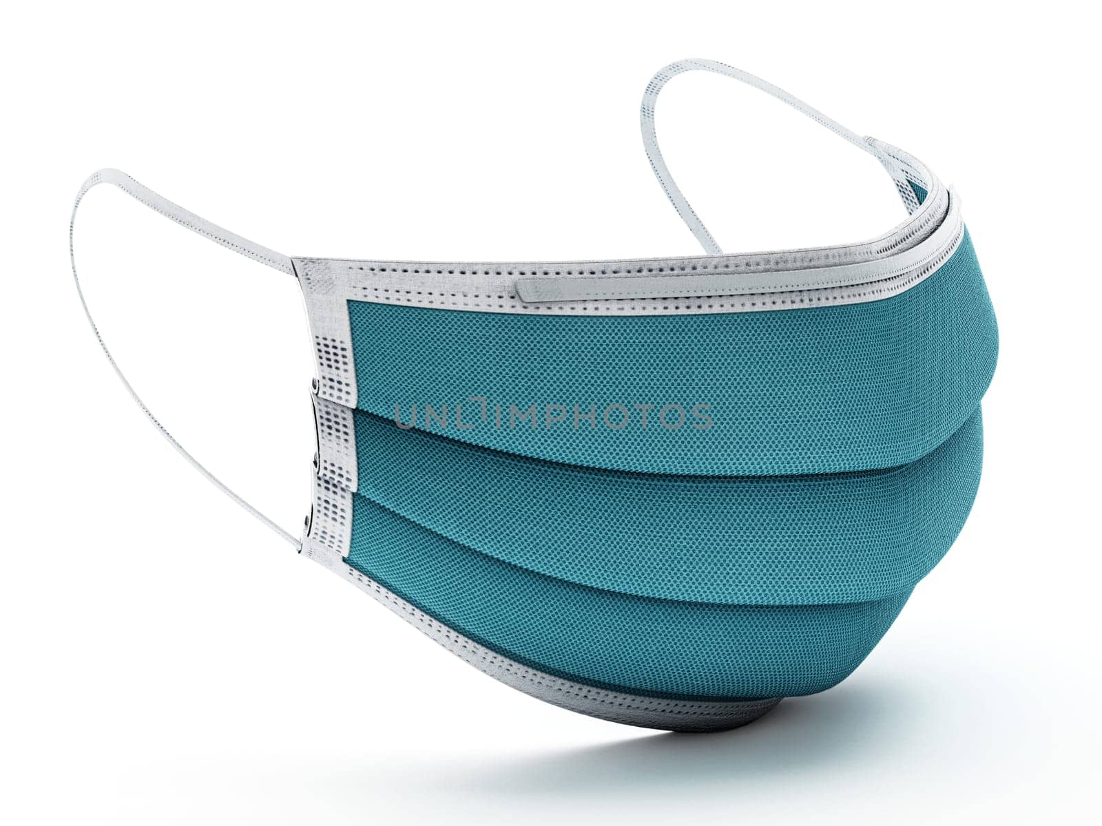 Surgical mask isolated on white background. 3D illustration.