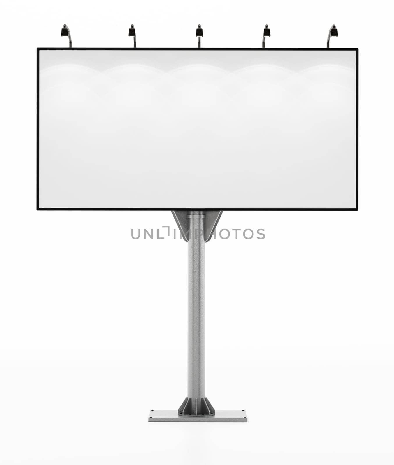 Blank street billboard isolated on white background. 3D illustration.